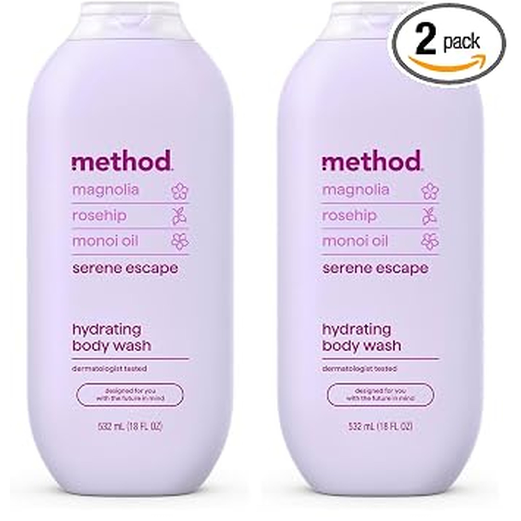 Method Body Wash,Serene Escape,Magnolia + Rose Hip + Monoi Oil notes,18oz,(Pack of 2)