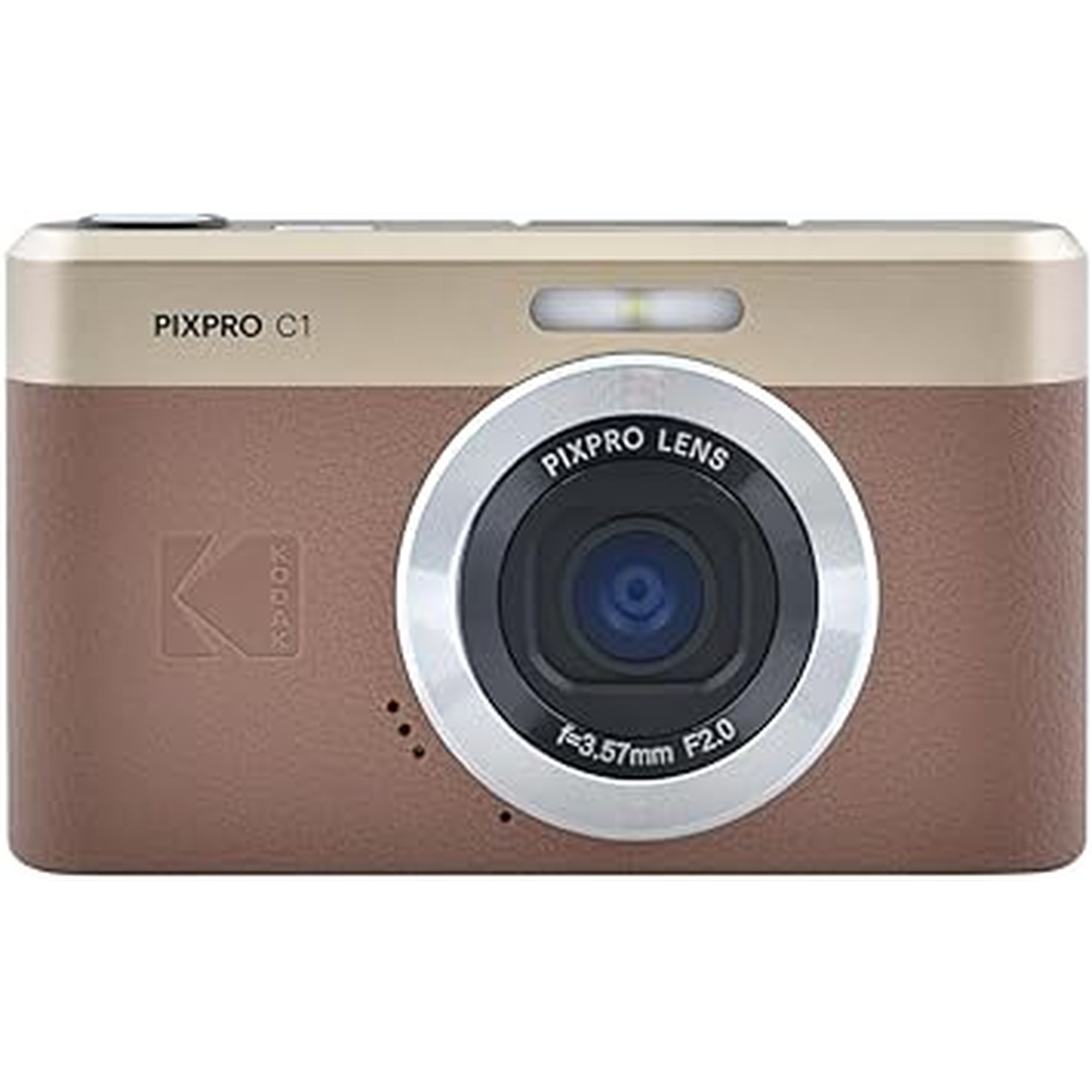 Kodak PIXPRO C1 Digital Camera, 13MP Compact Point & Shoot with 4X Digital Zoom, 26mm f/2.0 Wide Angle, 180 Degree Flip Screen, 1080p HD Video, Brown
