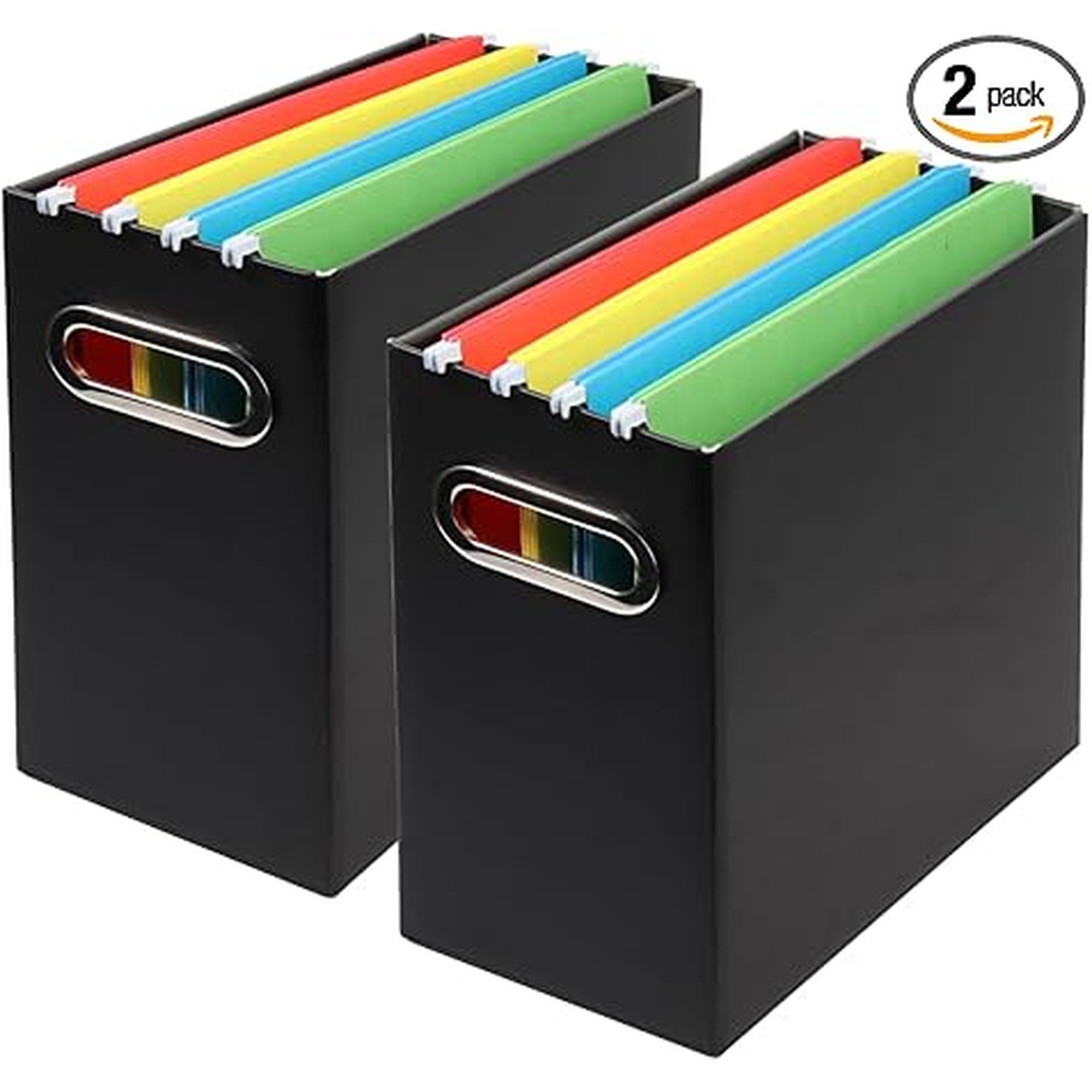 Collapsible File Organizer Box with Handle,12.20x5.11x9.84Inches, Filing Organizer for Home or Office, Small Portable File Box(2 Packs, Black)
