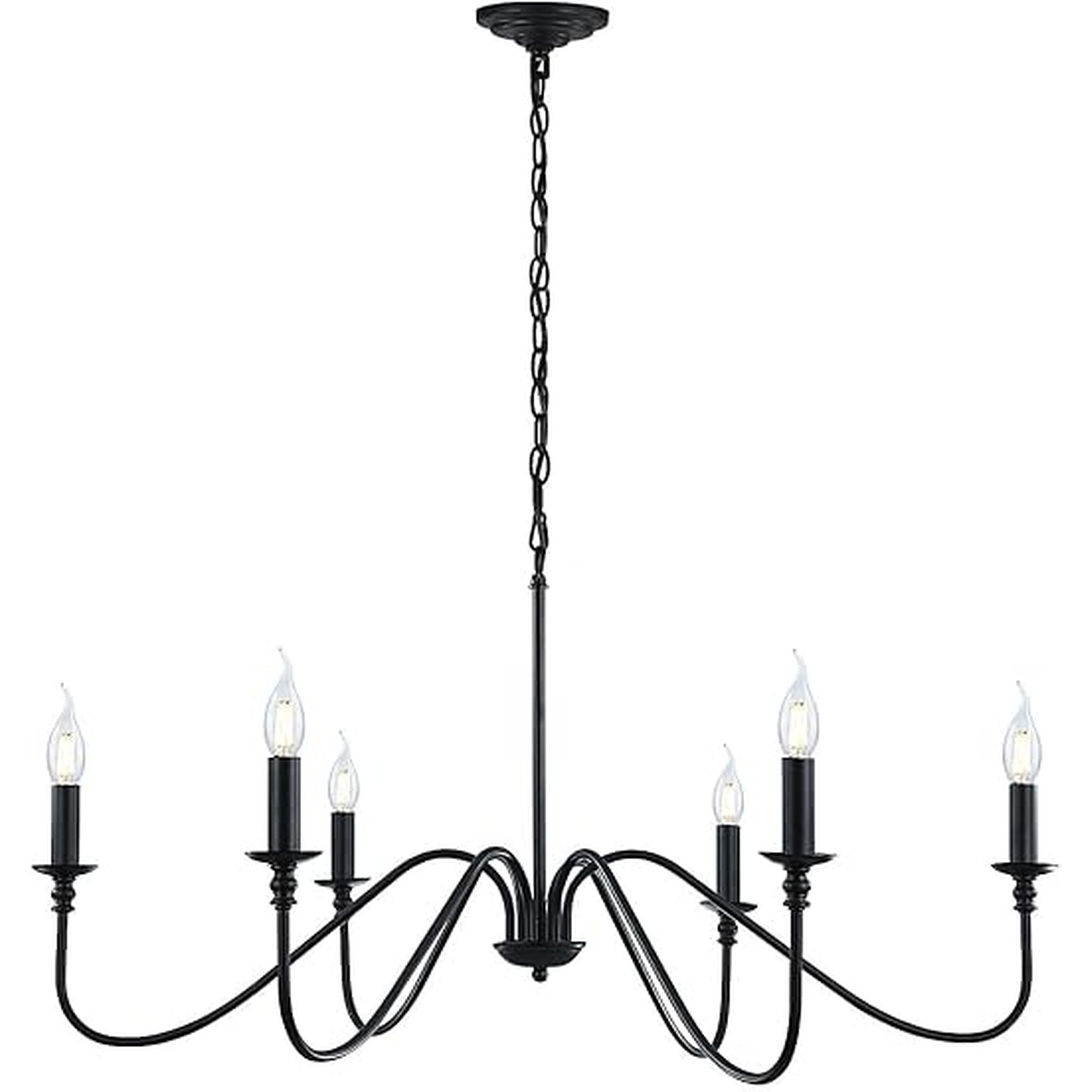 Black Chandelier,6-Light Rustic Industrial Iron Chandeliers for Dining Room Lighting Fixtures Hanging,Candle Hanging Hallway, Living Room, Foyer, Bedroom, Office, Bar,Island Lights