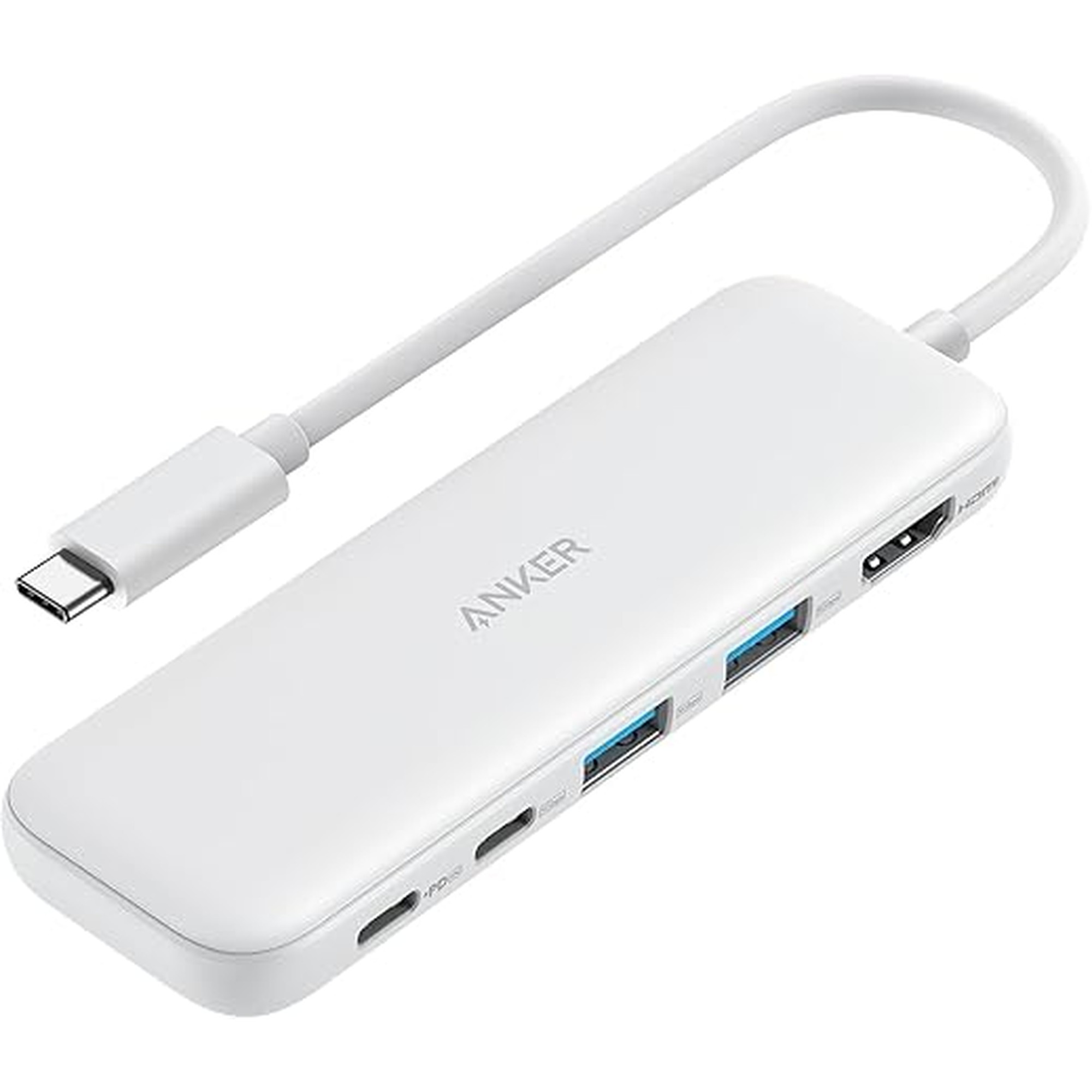 Anker USB C Hub, 5-in-1 USBC to HDMI Splitter with 4K Display, 1 x Powered USB-C 5Gbps & 2Ã—Powered USB-A 3.0 5Gbps Data Ports for MacBook Pro, MacBook Air, Dell and More (White)