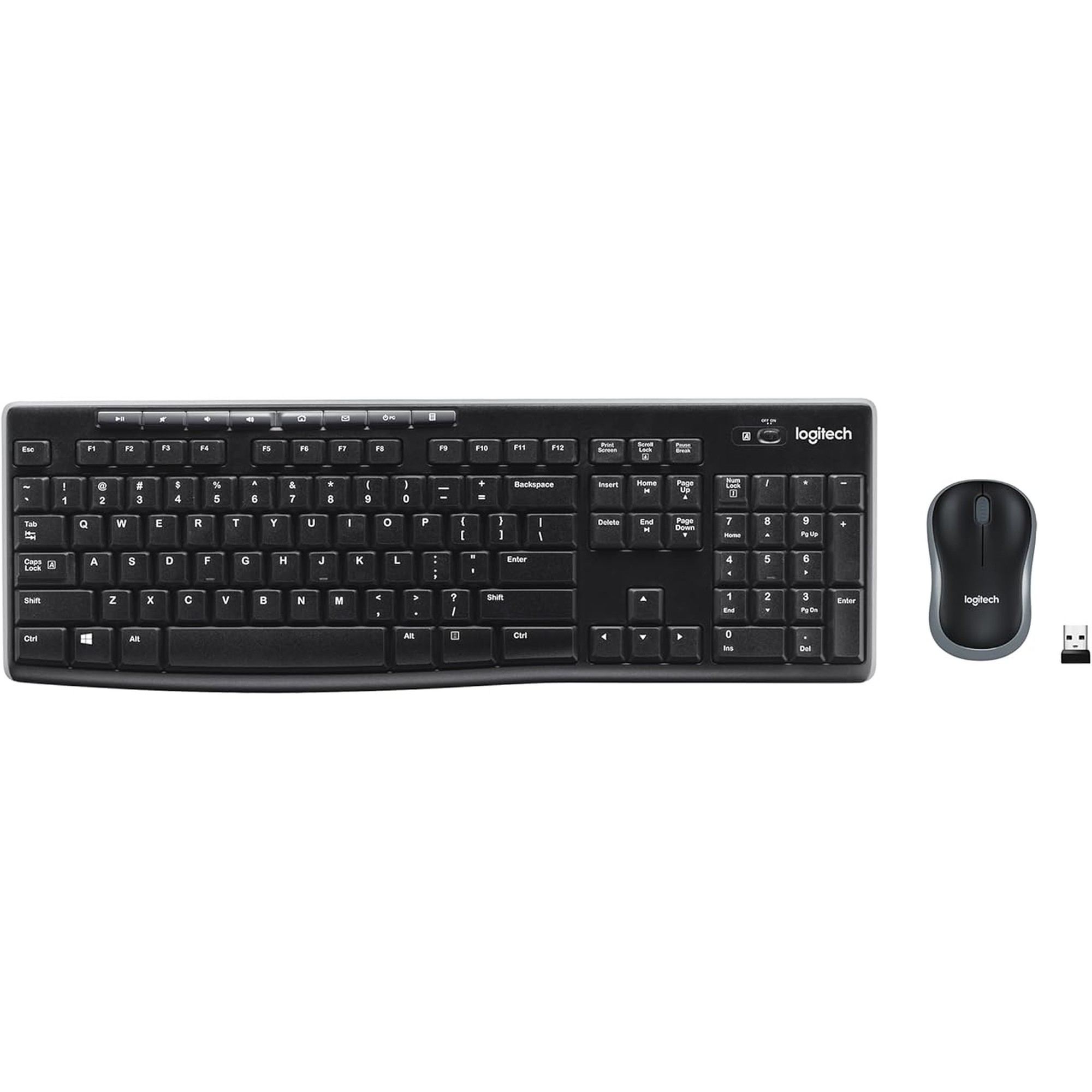 Logitech MK270 Wireless Keyboard and Mouse Combo for Windows, 2.4 GHz Wireless, Compact Mouse, 8 Multimedia and Shortcut Keys, 2-Year Battery Life, for PC, Laptop - Black
