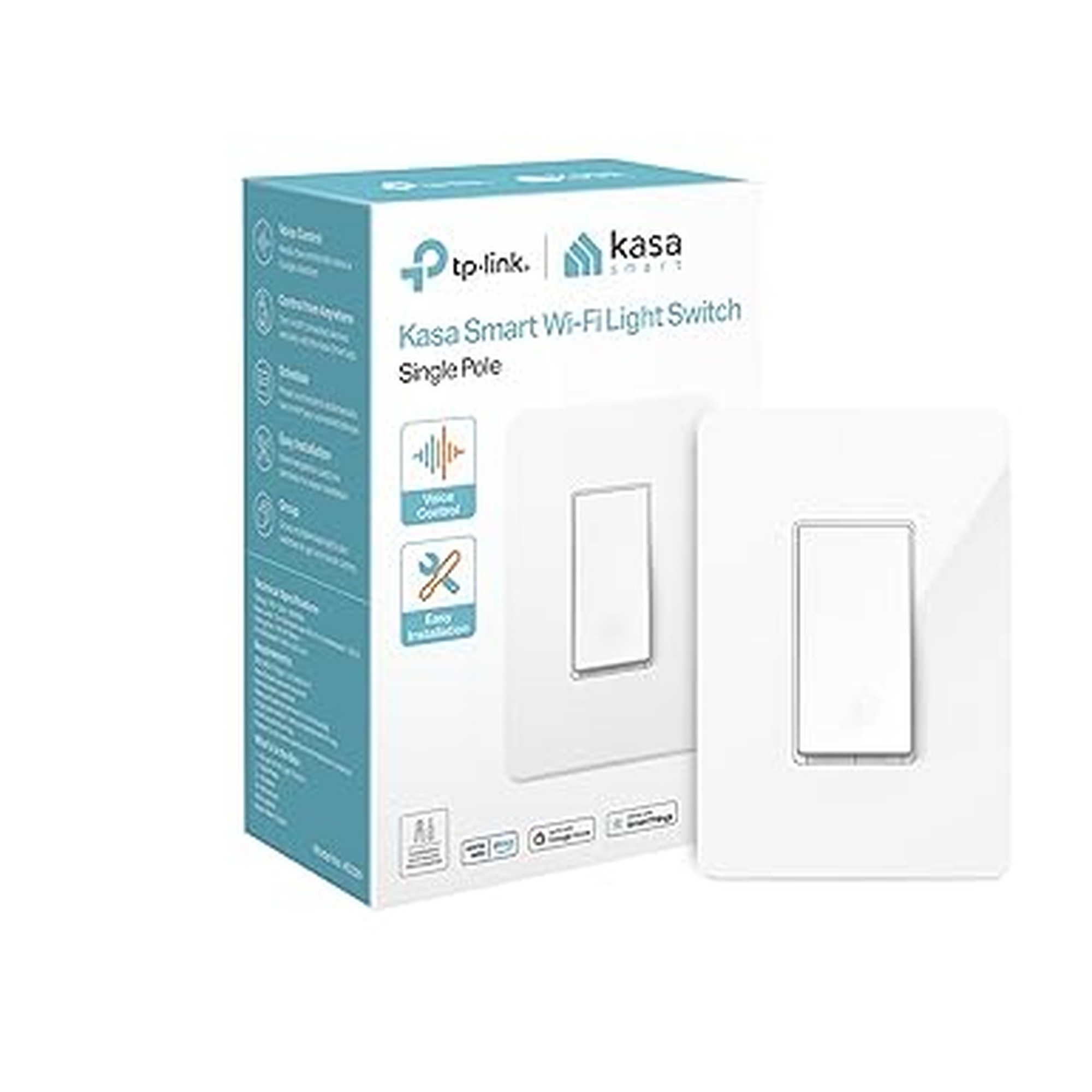 Kasa Smart Light Switch HS200, Single Pole, Needs Neutral Wire, 2.4GHz Wi-Fi Light Switch Works with Google Home, UL Certified, No Hub Required, White