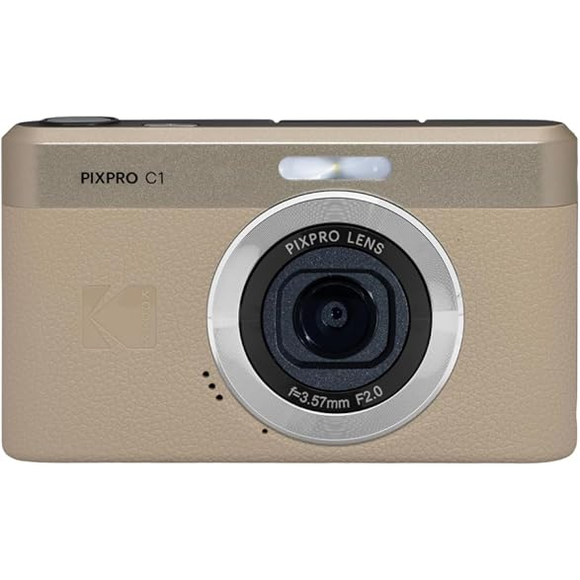 Kodak PIXPRO C1 Digital Camera, 13MP Compact Point & Shoot with 4X Digital Zoom, 26mm f/2.0 Wide Angle, 180 Degree Flip Screen, 1080p HD Video, Tan