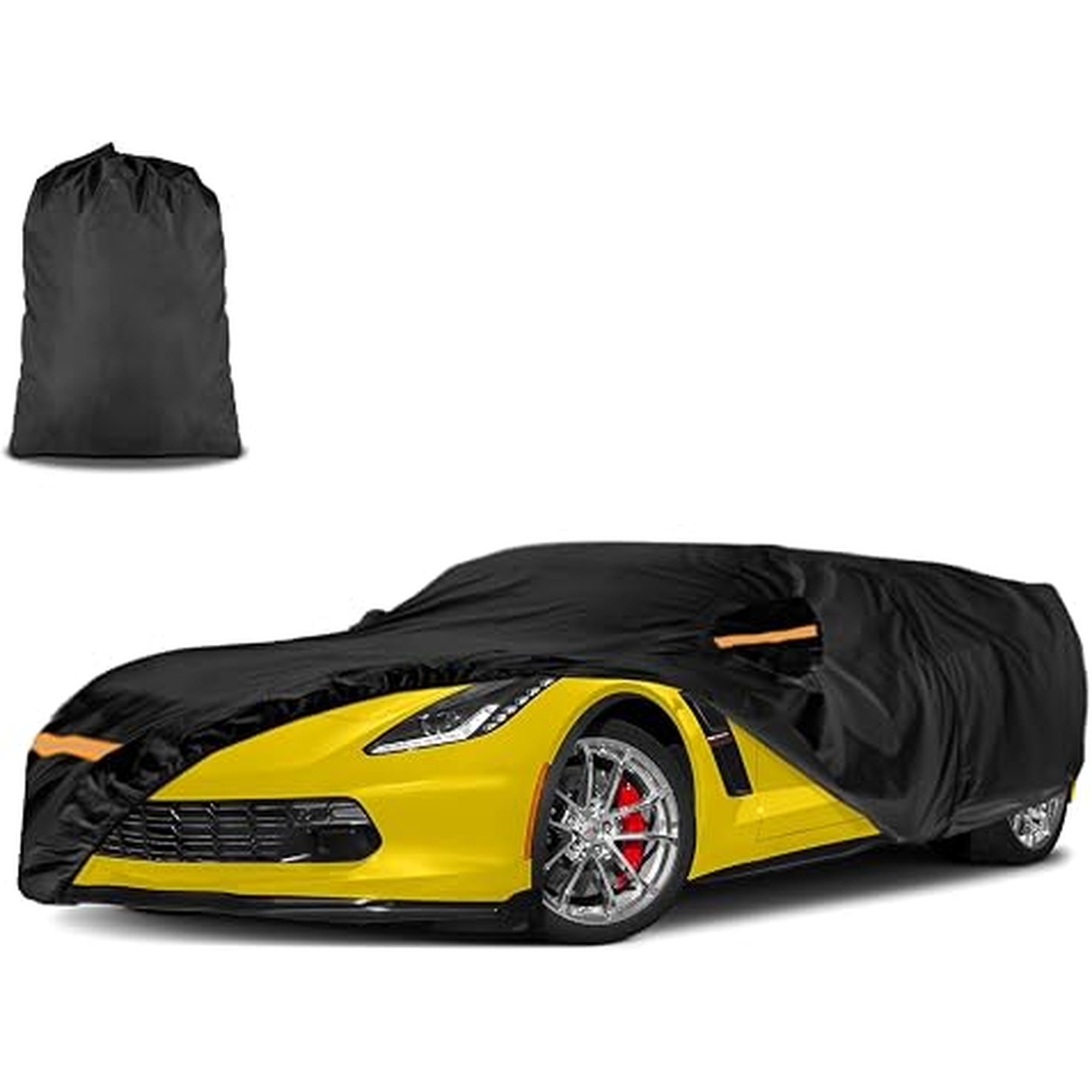 Car Cover for Chevy/Chevrolet Corvette C4 C5 C6 C7 1980-2019 | Heavy Duty Outdoor Full Exterior Cover | Sun, Rain, UV, Dust, and Snow Protection with Door Zipper (Black)