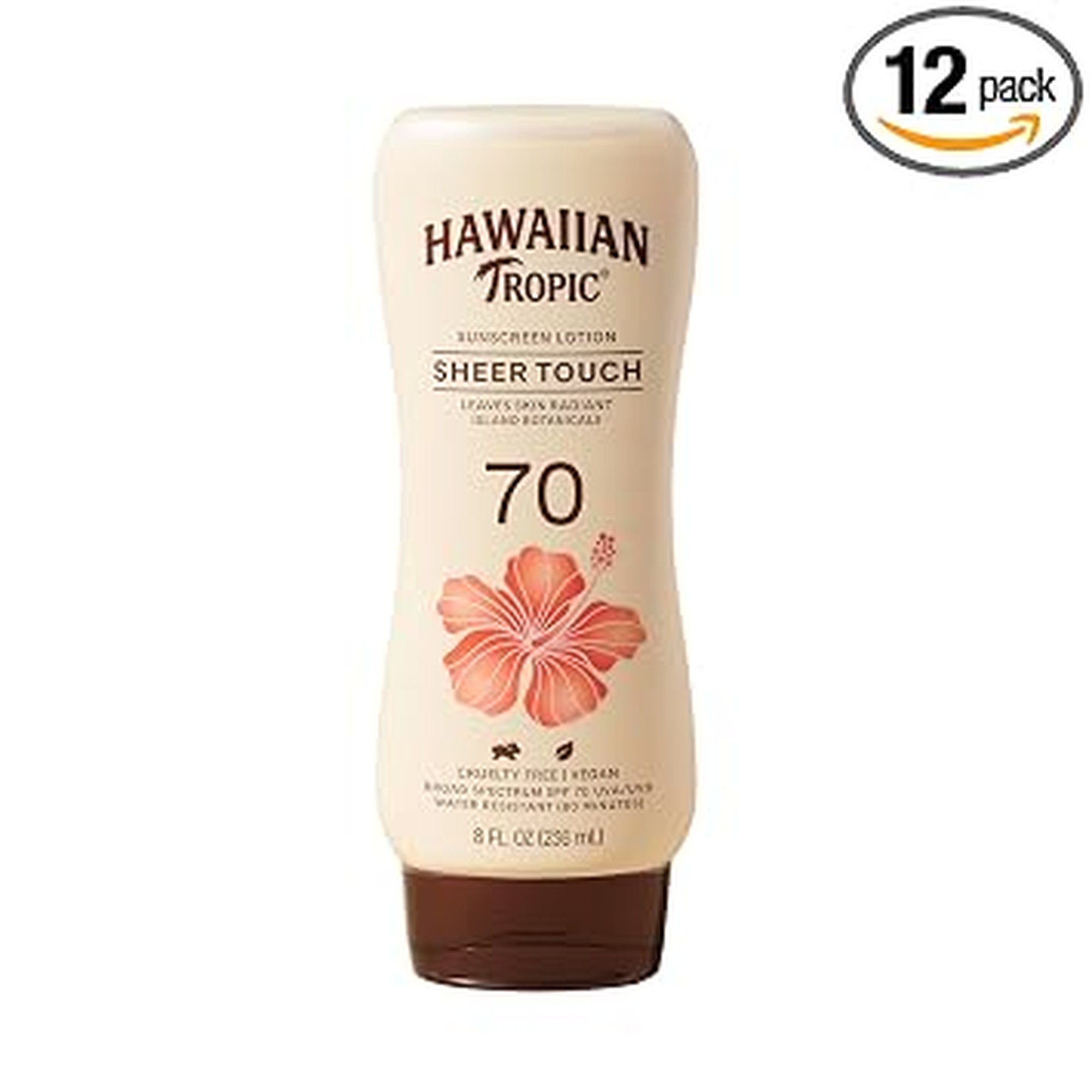 Hawaiian Tropic Sheer Touch Lotion Sunscreen SPF 70,8 Fl Oz | Broad Spectrum,Oxybenzone Free,Sunblock Lotion,Hawaiian Tropic Sunscreen SPF 70,8 Fl Oz,(Pack of 12)