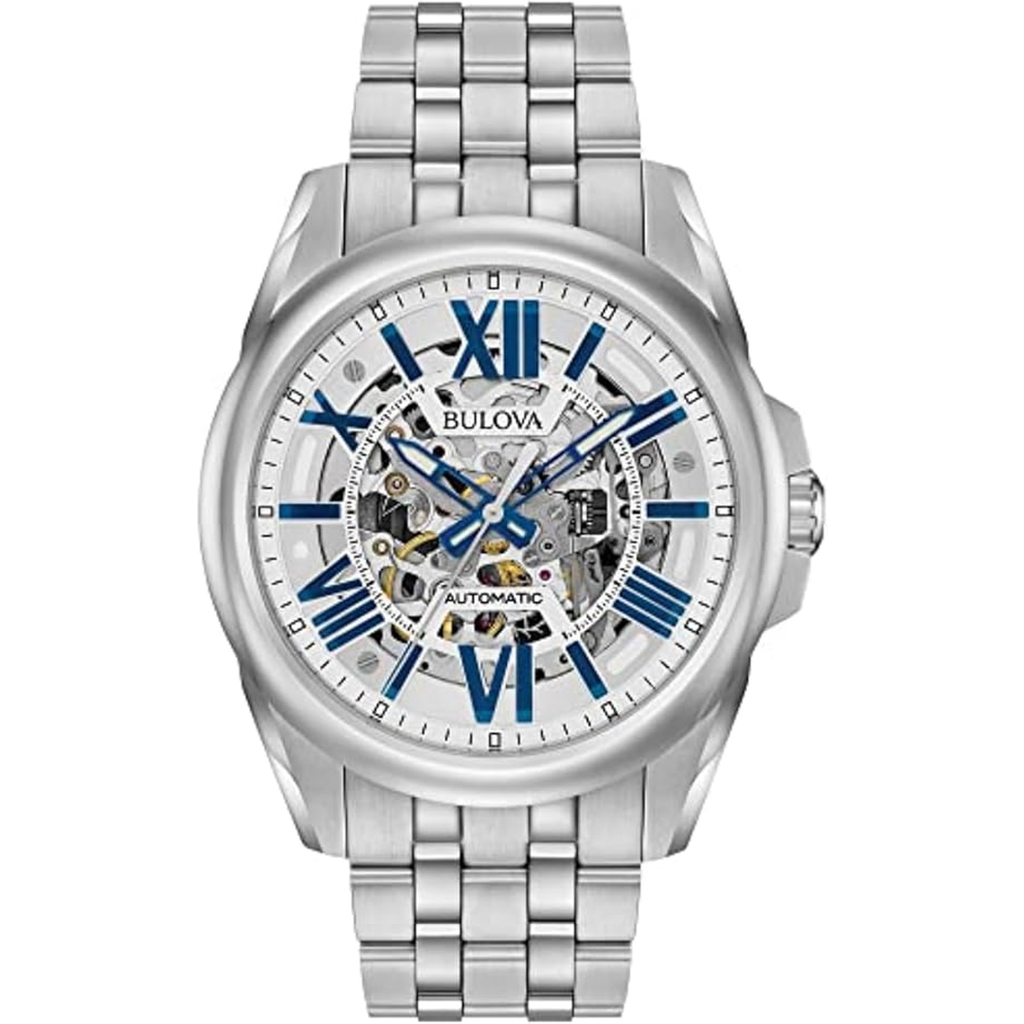 Bulova Men's Classic Sutton 3-Hand 21-Jewel Automatic Watch, 42 Hour Power Reserve, Skeleton Dial, Luminous Hands, 100M Water Resistant, 43mm