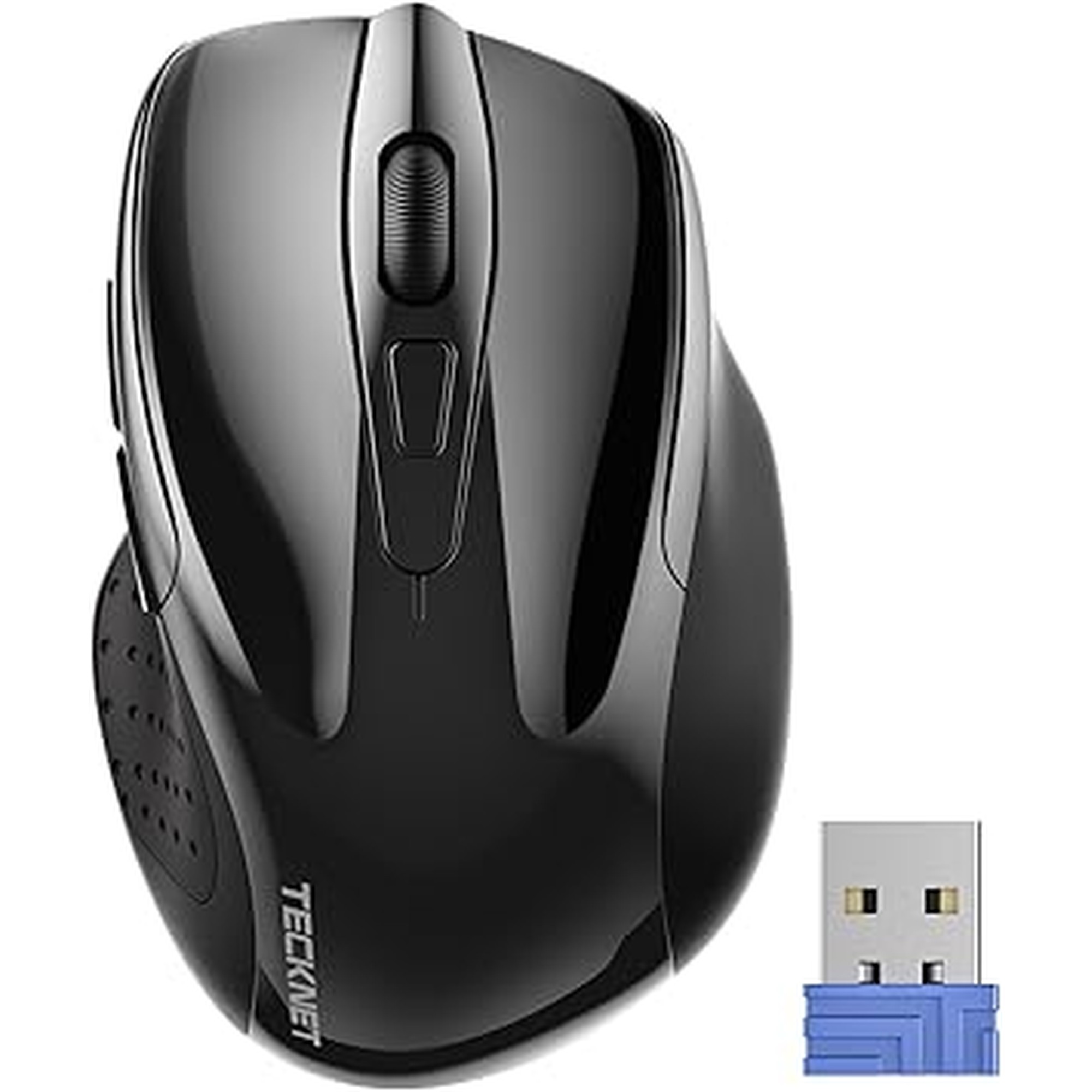 TECKNET Wireless Mouse, 2.4G Ergonomic Optical Mouse, Computer Mouse for Laptop, PC, Computer, Chromebook, Notebook, 6 Buttons, 24 Months Battery Life, 2600 DPI, 5 Adjustment Levels - Black