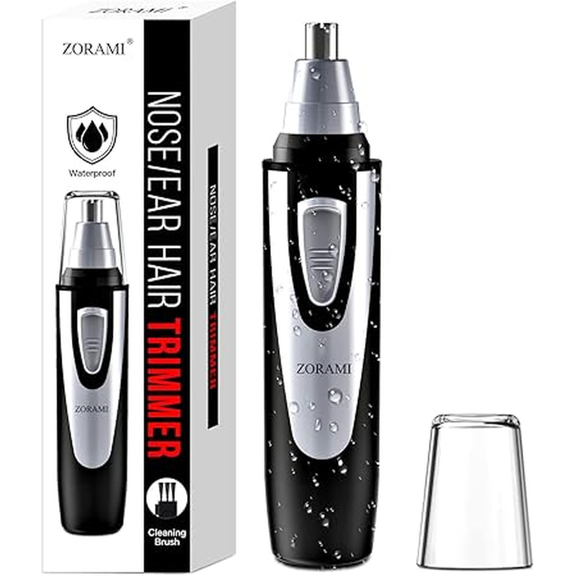 Ear and Nose Hair Trimmer Clipper - 2026 Professional Painless Eyebrow & Facial Hair Trimmer for Men Women,Battery-Operated Trimmer with IPX7 Waterproof,Dual Edge Blades for Easy Cleansing Black