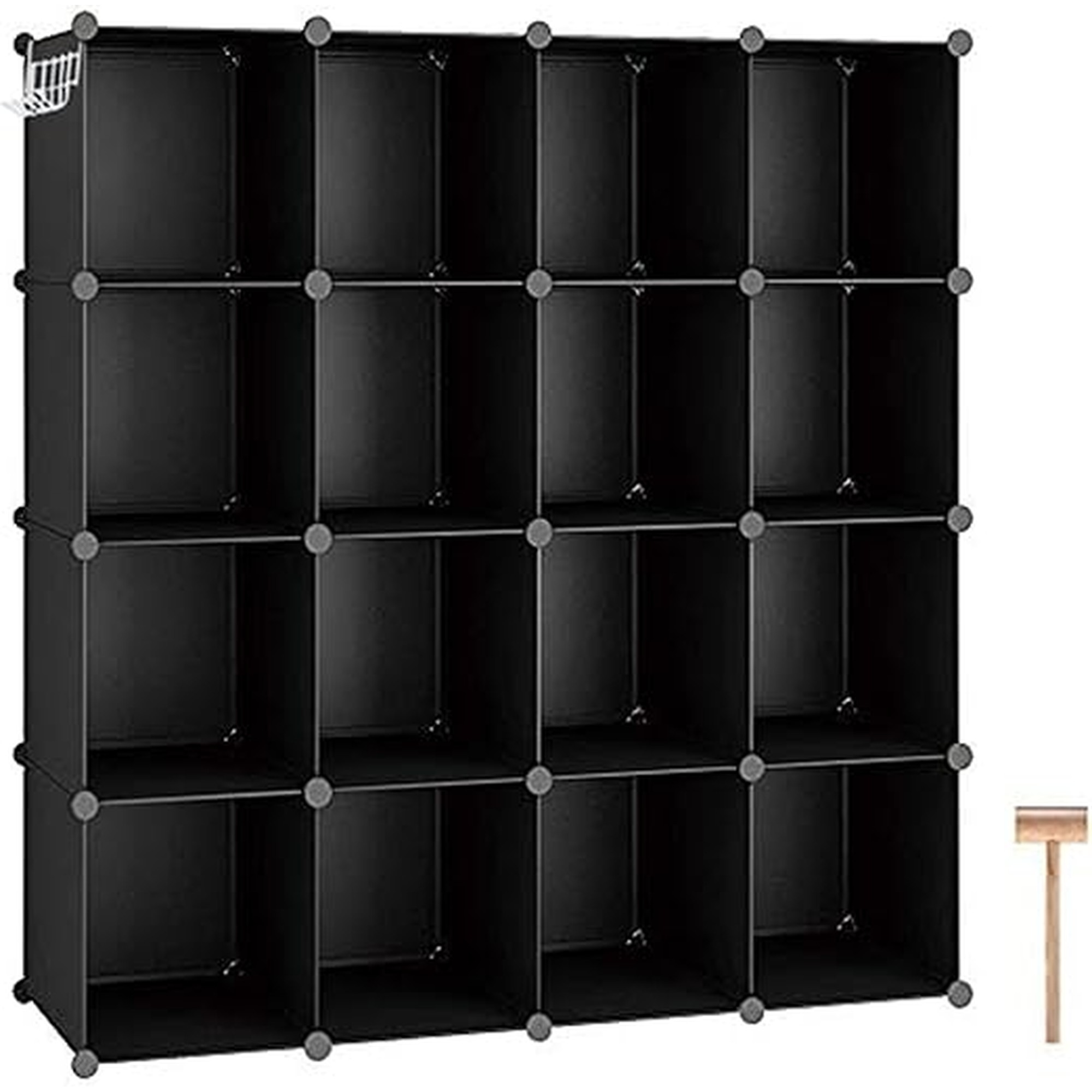 C&AHOME Cube Storage Organizer, 16-Cube Shelves Units, Plastic Storage Cubes, DIY Closet Organizer, Modular Closet Storage Shelves Ideal for Home, Bedroom, 48.4" L Ã— 12.4" W Ã— 48.4" H Black SUM3016H