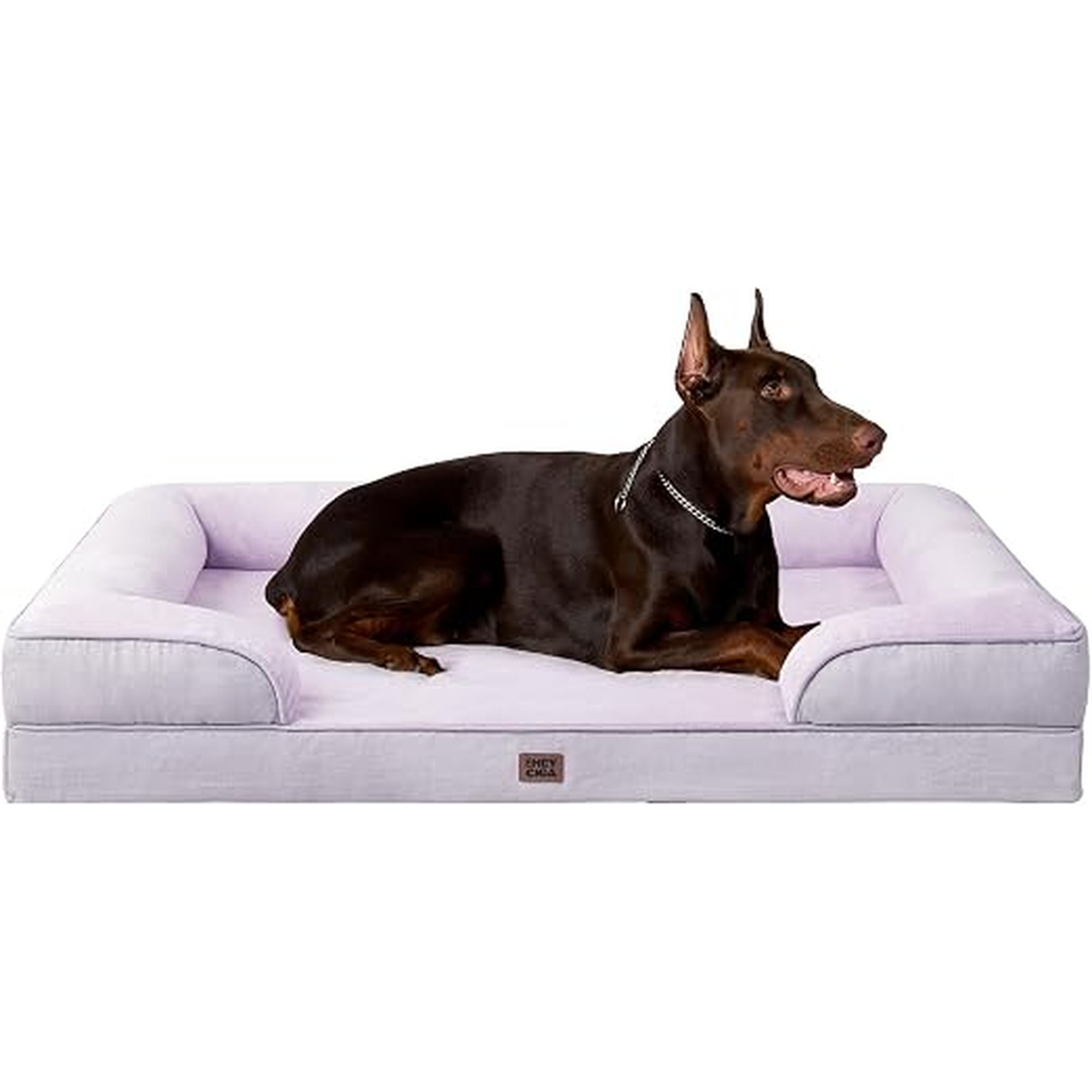 EHEYCIGA Orthopedic XL Dog Beds, Waterproof Memory Foam Dog Bed for Extra Large Dogs, Non-Slip Bottom and Egg-Crate Foam Big Pet Couch Bed with Washable Removable Cover,Lilac
