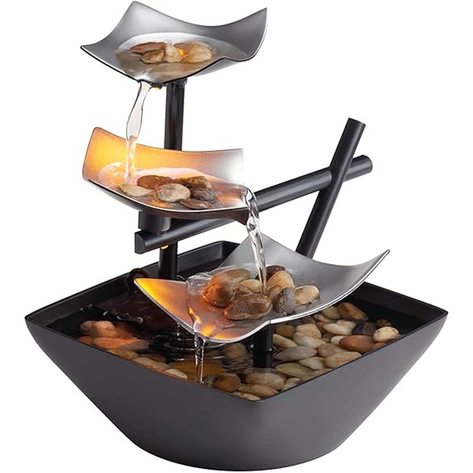 Homedics Tabletop Water Fountain, Home DÃ©cor Soothing Sound Machine - Automatic Pump, Deep Basin & Natural River Rocks. Indoor Zen Relaxation for Office, Living Room, or Bedroom, 8.25â€ Tall