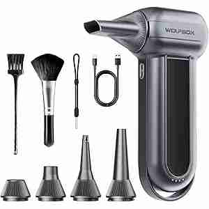 WOLFBOX MF100 Electric Air Duster-150000RPM Super Power Cordless Air Duster, Rechargeable Brushless Motor Durable Blower, 3-Gear Adjustable Dust Blower for Computer, Keyboard, Outdoor, House and Car
