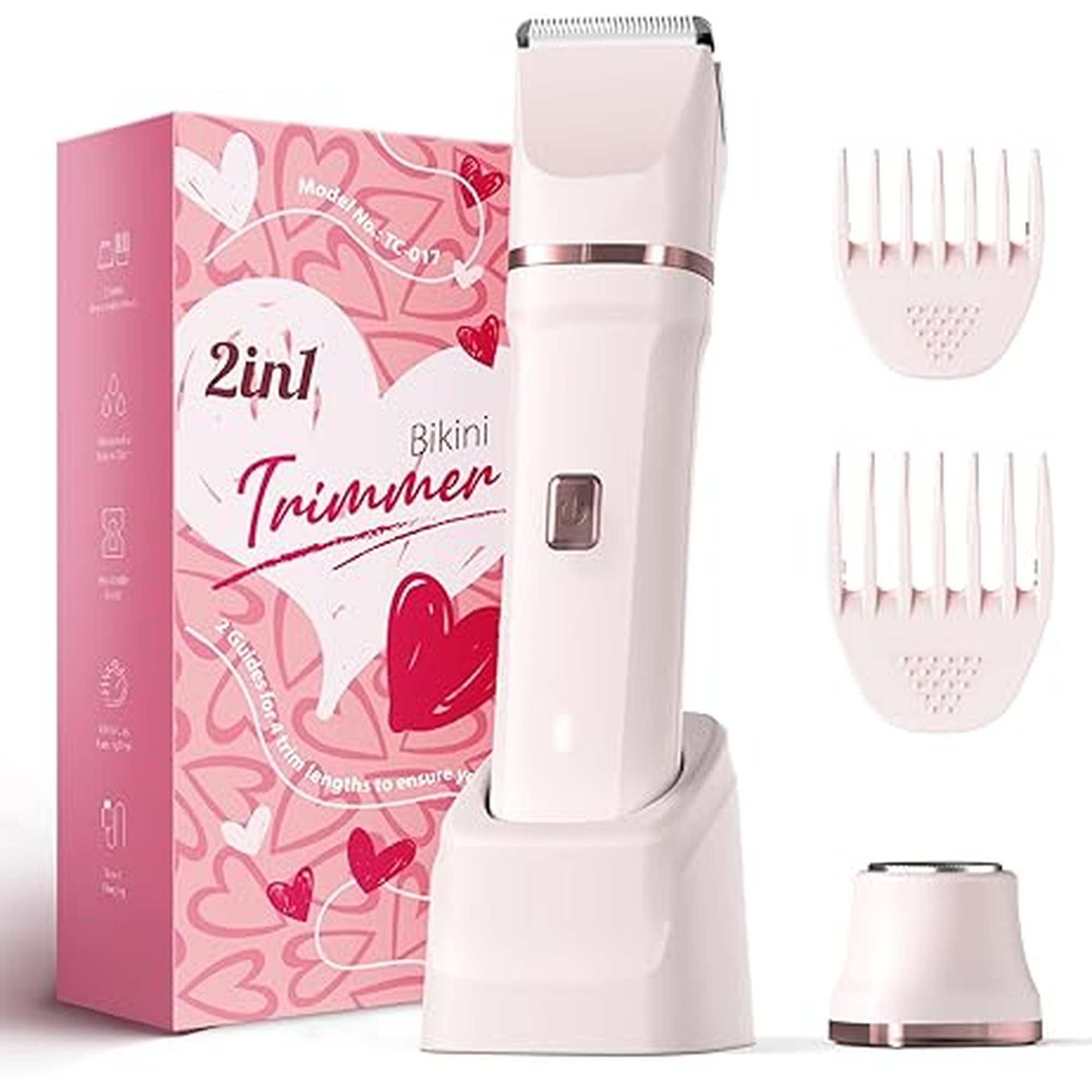 Risina Bikini Trimmer for Women - Painless Electric Razors for Silk Skin,Cordless Body Shaver for Trip,Replaceable Lady Facial Razor, IPX7 Waterproof&Easy Cleaning, Ceramic Blade, Gifts for Women