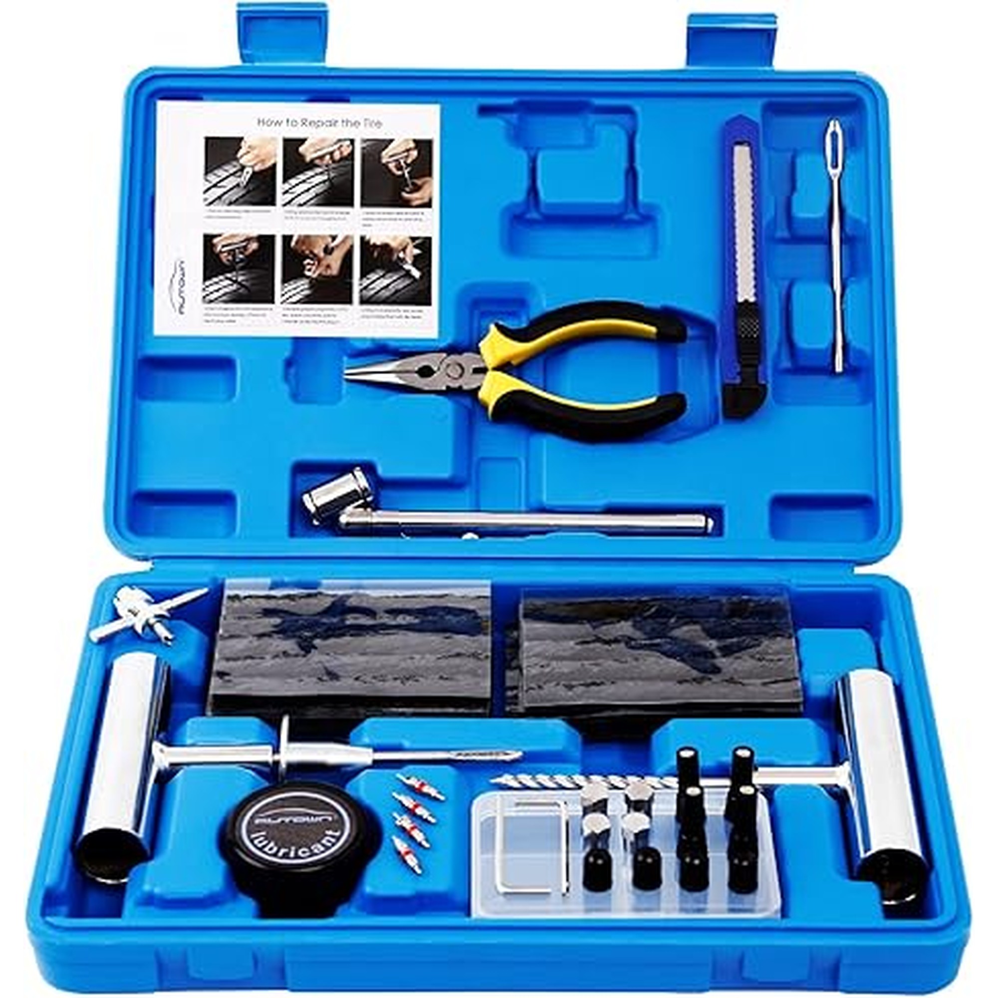 AUTOWN Tire Repair Kit - 68pcs Heavy Duty Tire Plug Kit, Universal Tire Repair Tools to Fix Punctures and Plug Flats Patch Kit for car Motorcycle, Truck, ARBï¼ŒATV, Tractor, RV, SUV, Trailer