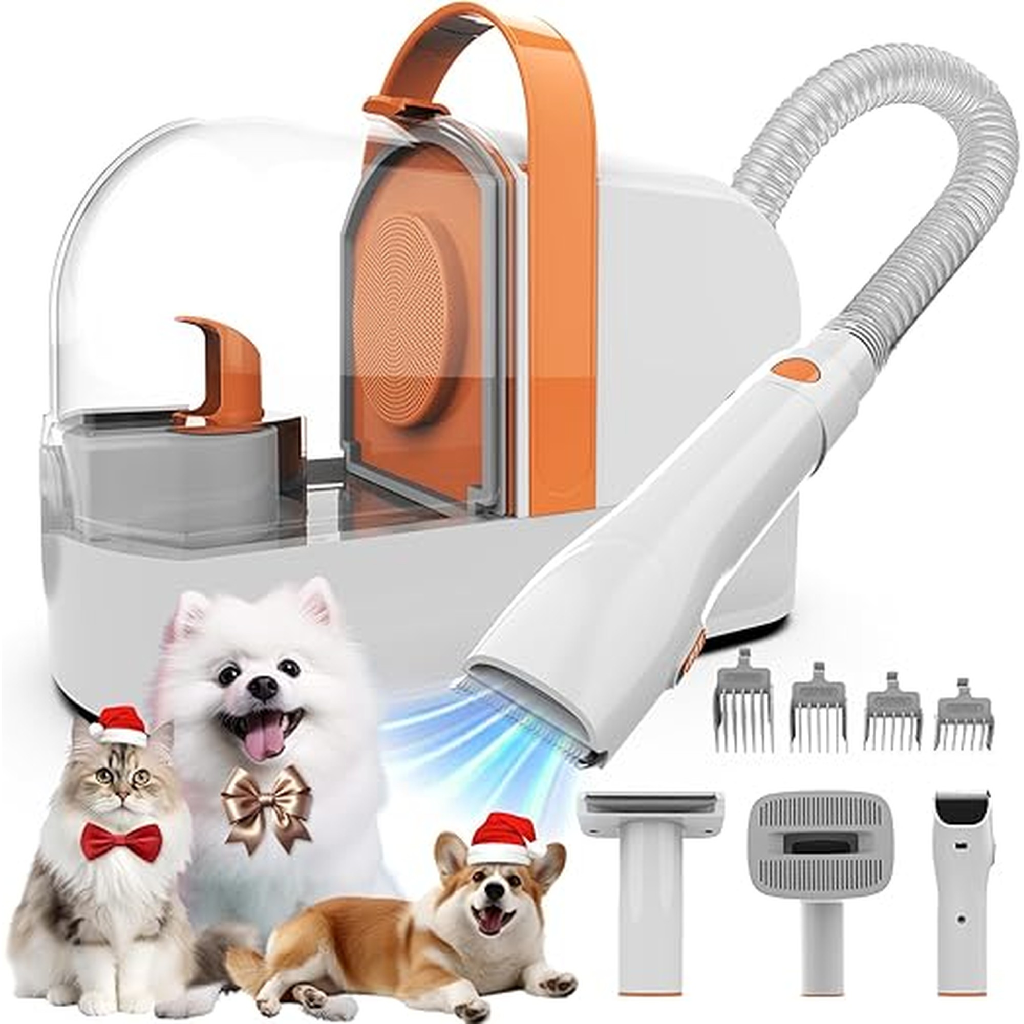 Dog Grooming Vacuum, Dog Grooming Kit with Pet Clippers, 12,000Pa Pet Hair Vacuum for Dogs, Low Noise Home Cleaning Tool in 1, PG10