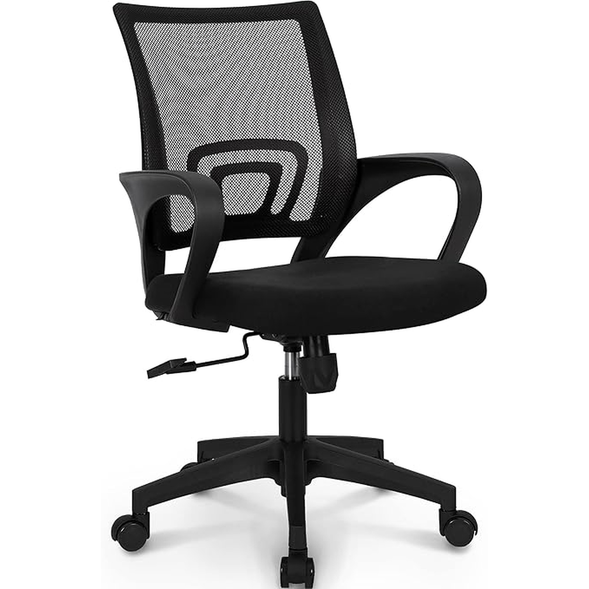 NEO CHAIR Office Desk Computer Chair Ergonomic Mesh Gaming Cushion Seat with Comfy Lumbar Mid Back Support Adjustable Height Swivel Rolling Wheels for Home Task (Black)