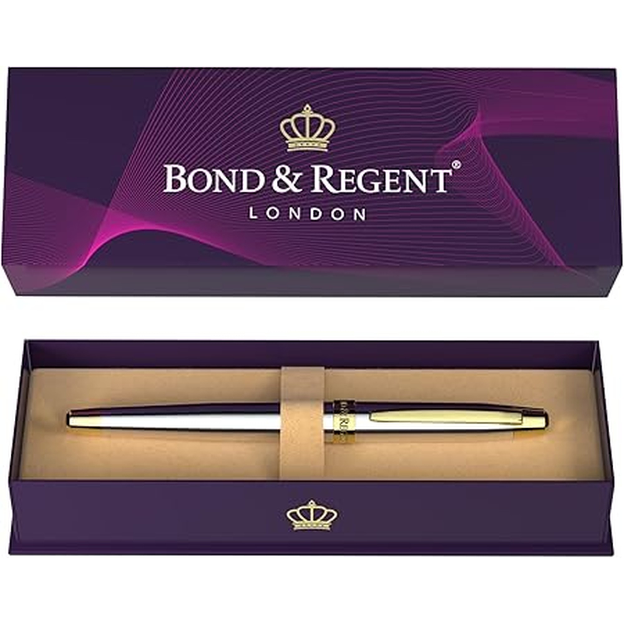 Bond & Regent 24 Karat Gold Luxury Rollerball Pen, Silver Chrome