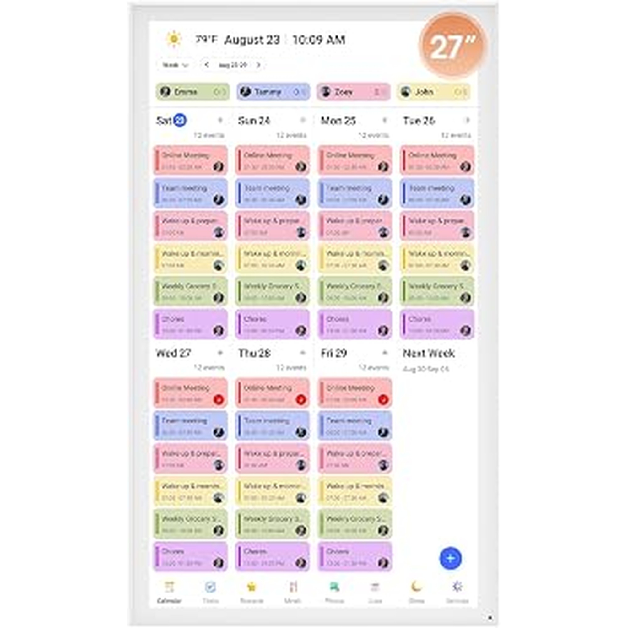 27 Inch Smart Digital Calendar, Wall Electronic Calendar, 1920 * 1080 IPS Full HD Touch Screen Display for Family Meal Planner Support - Streamline Household Organization