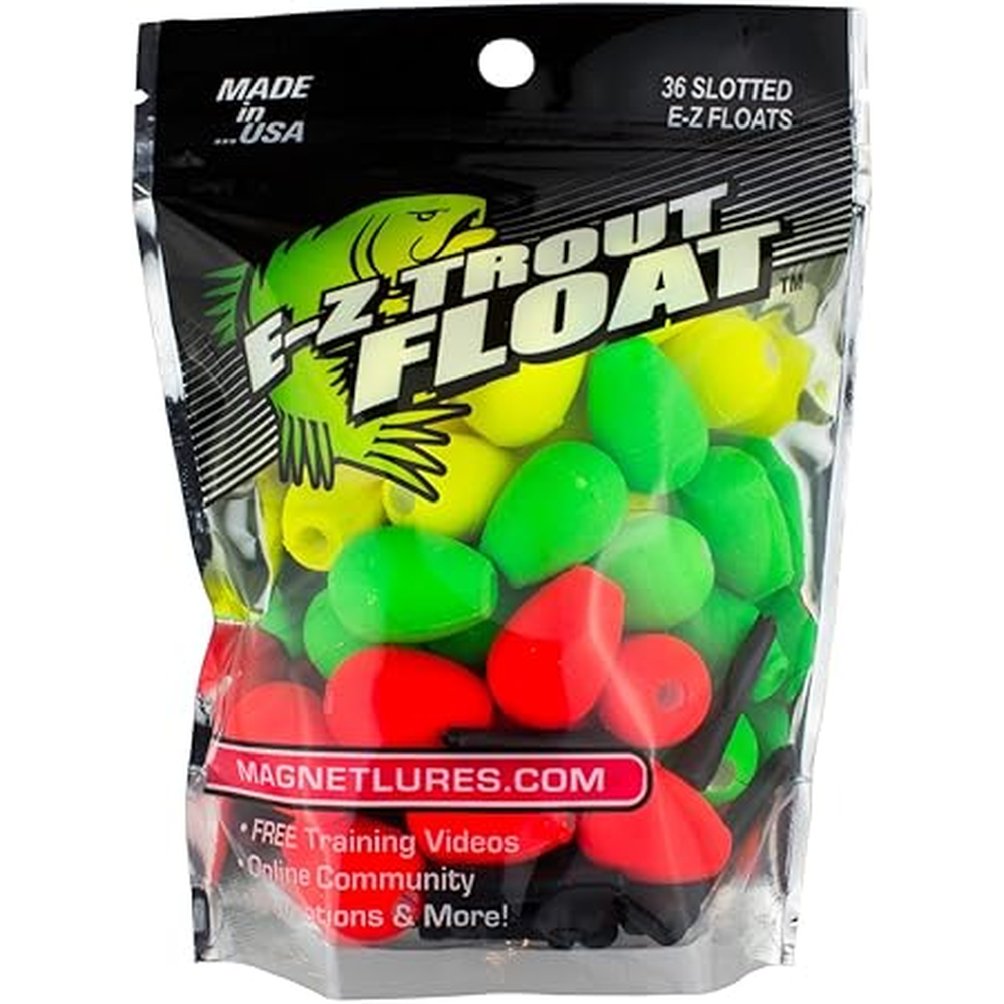 Trout Magnet E-Z Trout Floats - 36 Easy to Adjust Slotted Fishing Bobbers - Freshwater and Saltwater Teardrop Fishing Strike Indicators - Made in The USA by Leland's Lures - Ultra-Responsive Floats