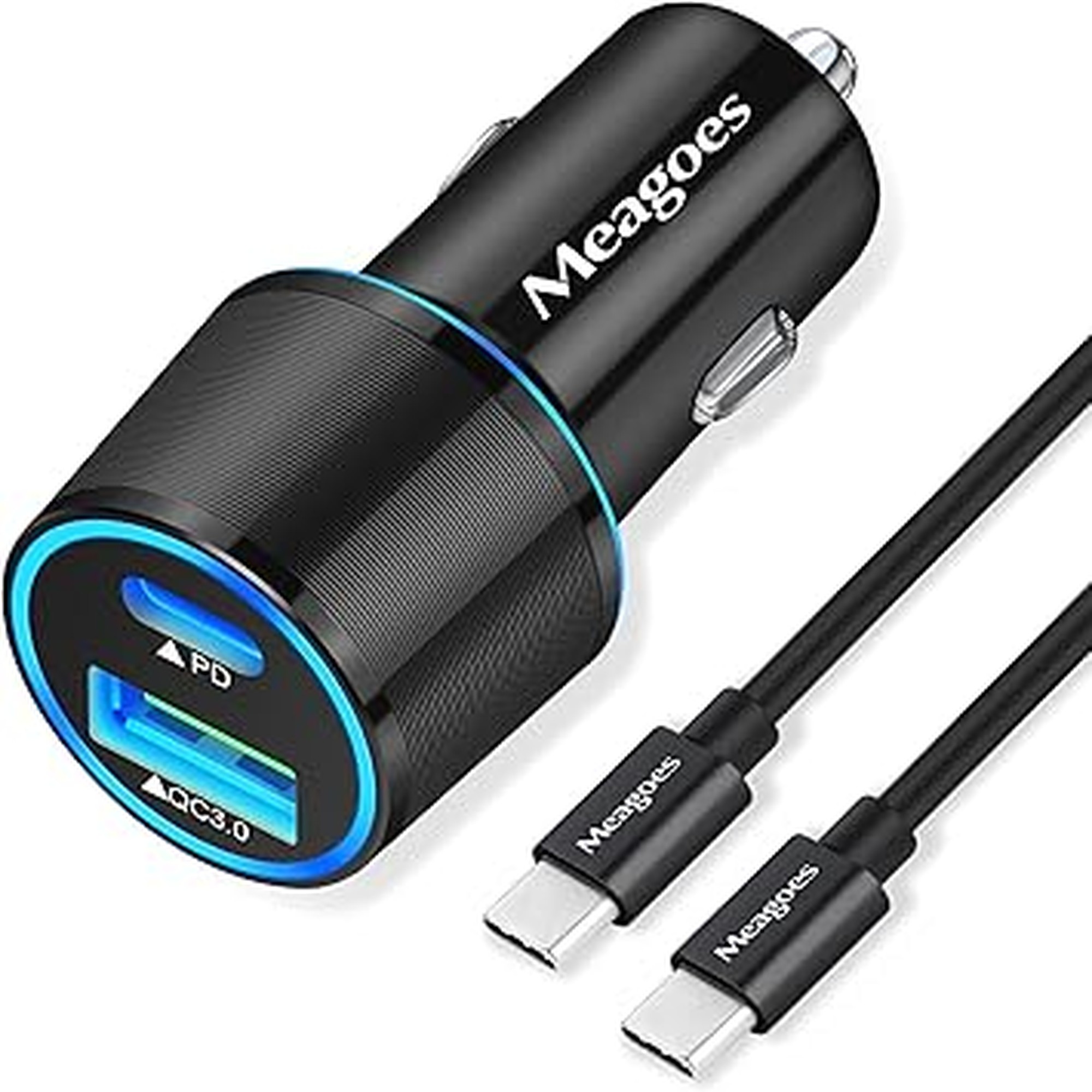 67.5W Car Charger USB C Super Fast Charging, 45W USBC & QC3.0 Port Plug for iPhone 17 Pro Max/Air/16/15/iPad, Samsung S26/S25 Android Cell Phone, Dual 12V Cigarette Lighter Adapter+ 3.3ft Type C Cable