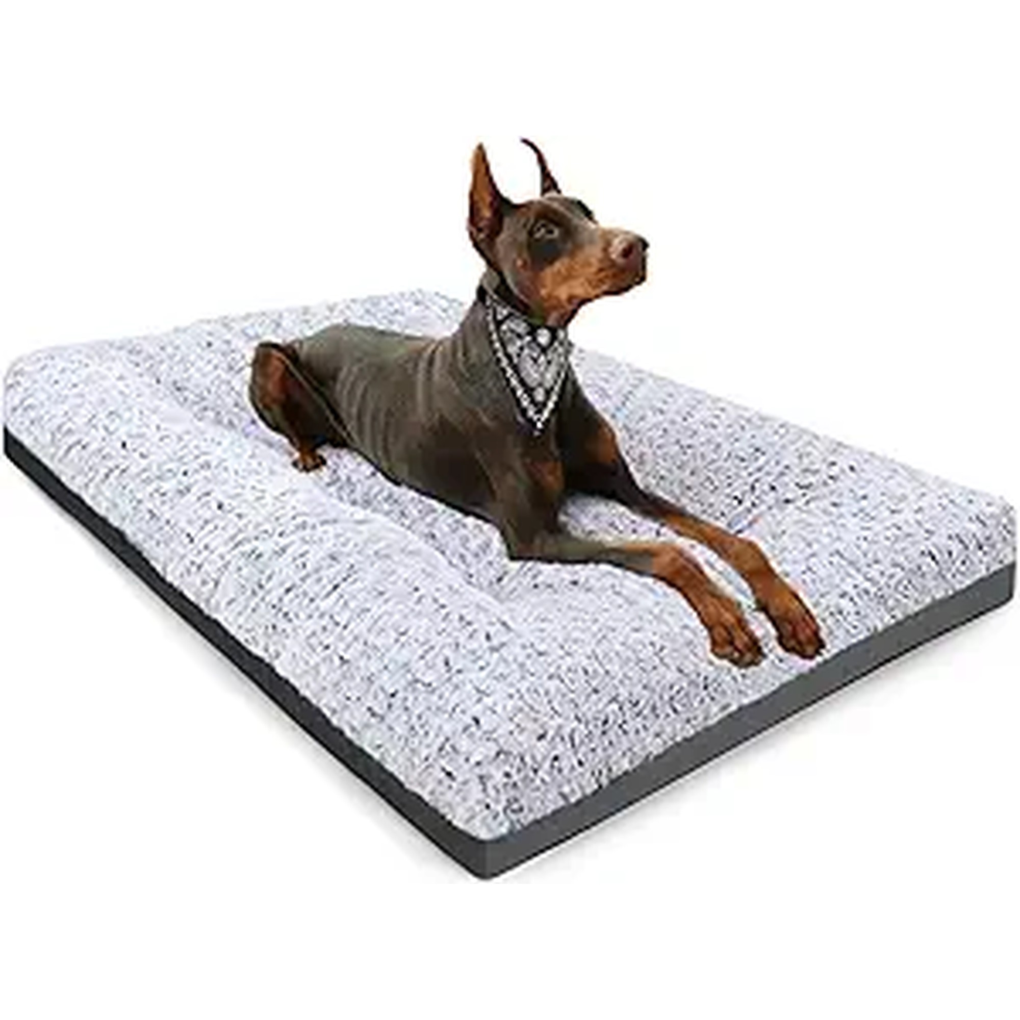 POCBLUE Deluxe Washable Dog Bed for Large Dogs Dog Crate Mat 35 Inch Comfy Fluffy Kennel Pad Anti-Slip for Dogs Up to 60 lbs, 35" x 23", Grey