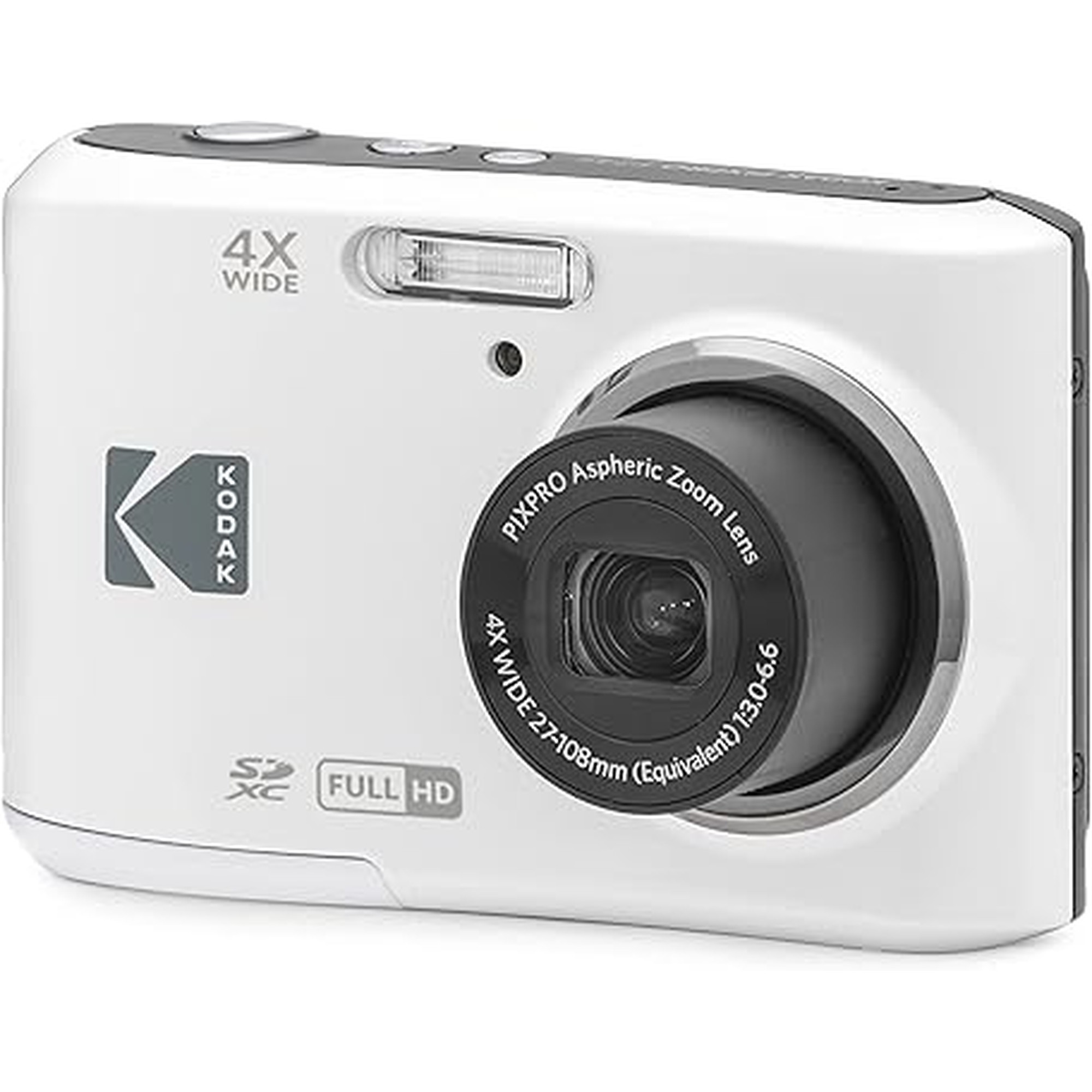 KODAK PIXPRO FZ45 Digital Camera, 16MP Point & Shoot with 4X Optical Zoom, 27mm Wide Angle, 2.7 Inch LCD, 1080p Video, White