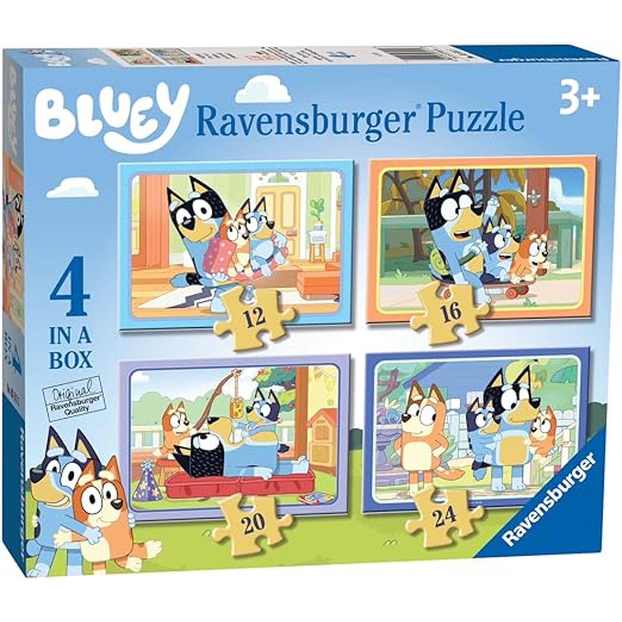Ravensburger Bluey 4 in Box Jigsaw Puzzles for Kids Age 3 Years Up - 12, 16, 20 & 24 Pieces