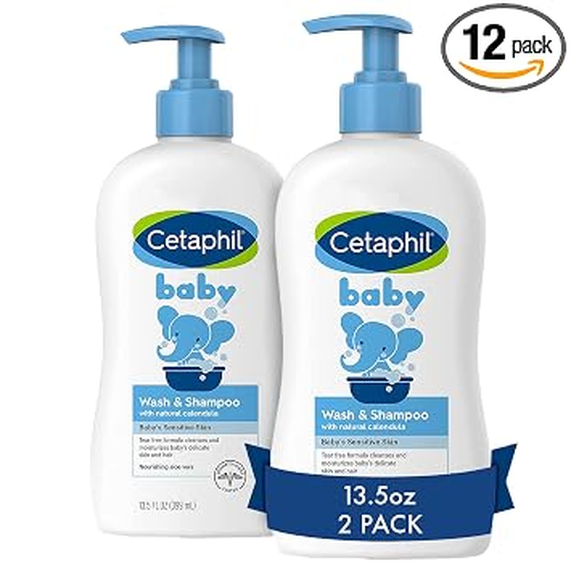 Cetaphil Baby Wash & Shampoo, 13.5oz Pack of 12, Hypoallergenic, Gentle Enough for Everyday Use, Soap Free