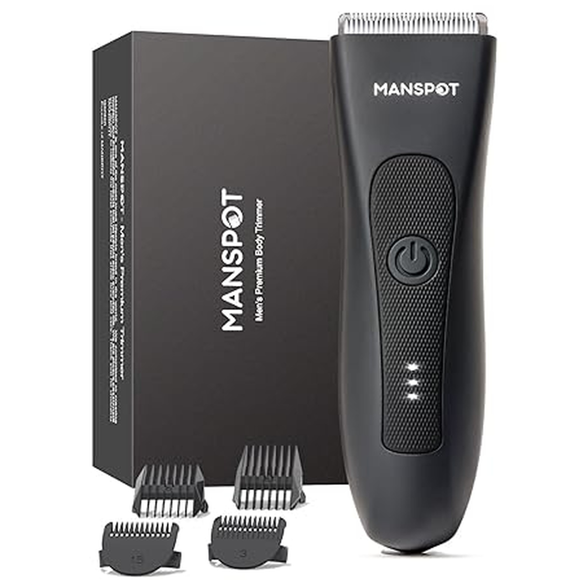 MANSPOT Manscape Groin & Body Hair Trimmer for Men, Electric Ball Pubic Trimmer Shaver,Manscape Kit with 4 Guard,Replaceable Ceramic Blade Heads,Waterproof Wet/Dry Shaver,90 Minutes Shaving