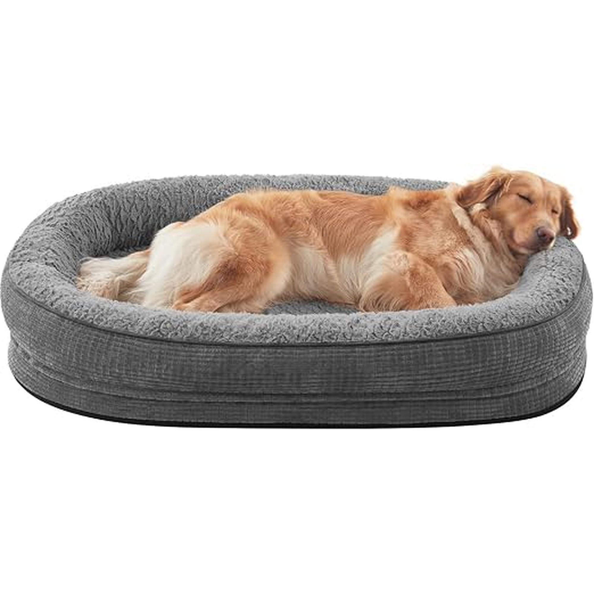 JOEJOY Orthopedic Dog Beds Large Sized Dog, XL Egg-Crate Memory Foam Pet Couch Bed with Bolster Sides, Waterproof Lining, Removable Washable Cover & Non-Slip Bottom, Grey