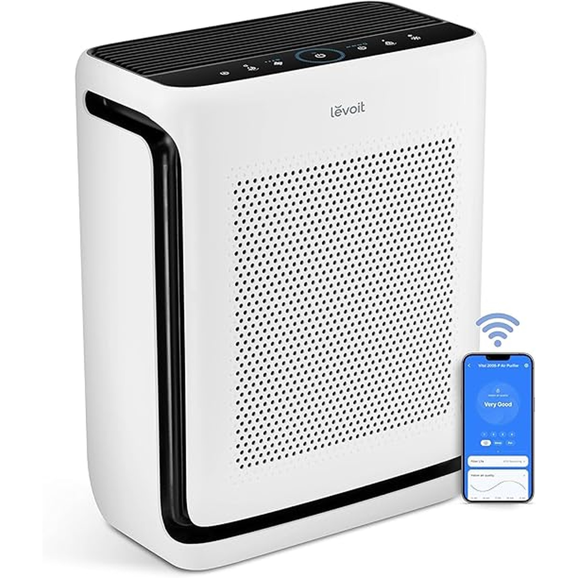 LEVOIT Air Purifiers for Home Large Room Up to 1875 FtÂ² with Washable Pre-Filter, AHAM VERIFIDE, Air Quality Monitor, HEPA Sleep Mode for Allergies, Pet Hair in Bedroom, Vital 200S-P, White