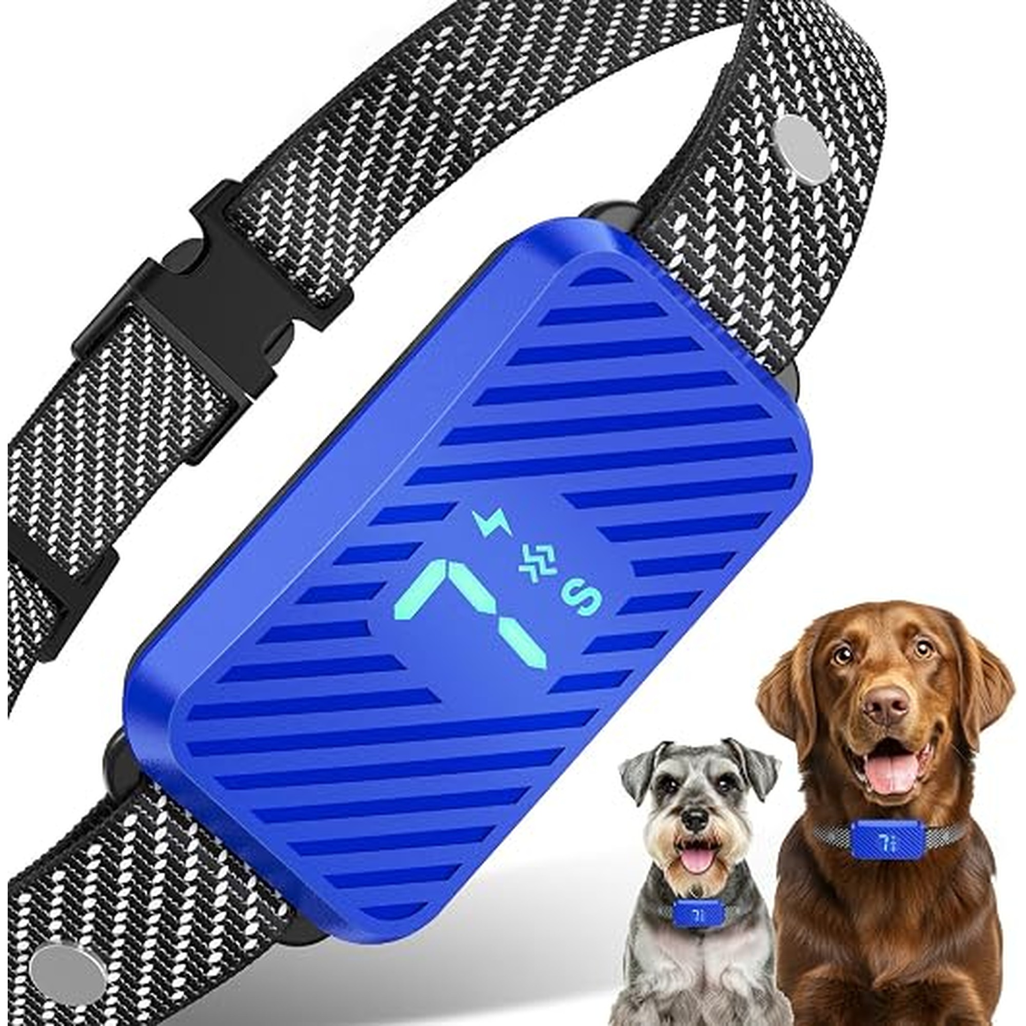 Dog Bark Collar for Large Medium Small Dogs, Effective No-Bark Collar, Smart Barking Collar, Rechargeable Bark Collar with 7 Sensitivity, 3 Modes, Waterproof, SkyBlue