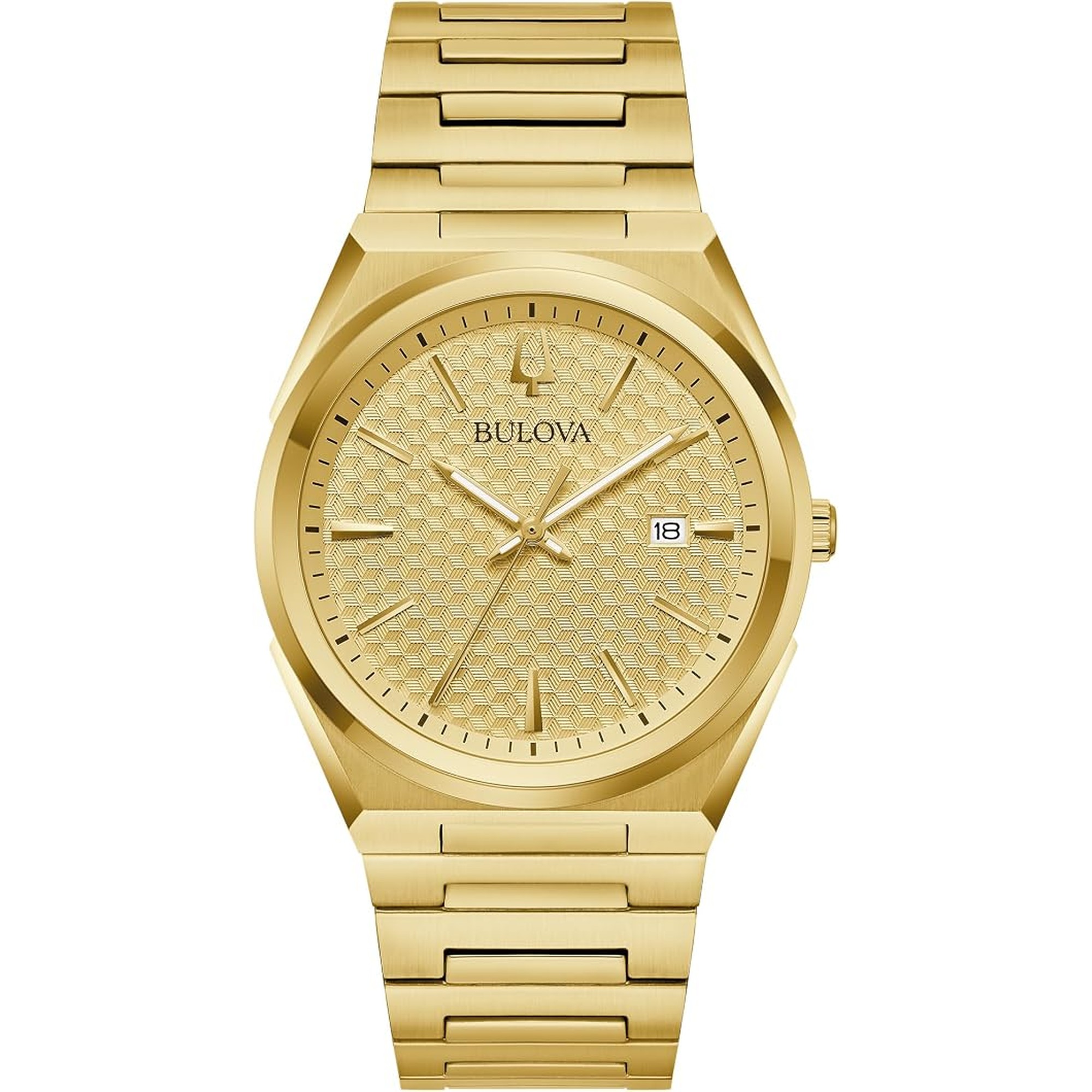 Bulova Mens Dress Classic Quartz Two Tone Stainless Steel Watch, Patterned Dial, 39mm
