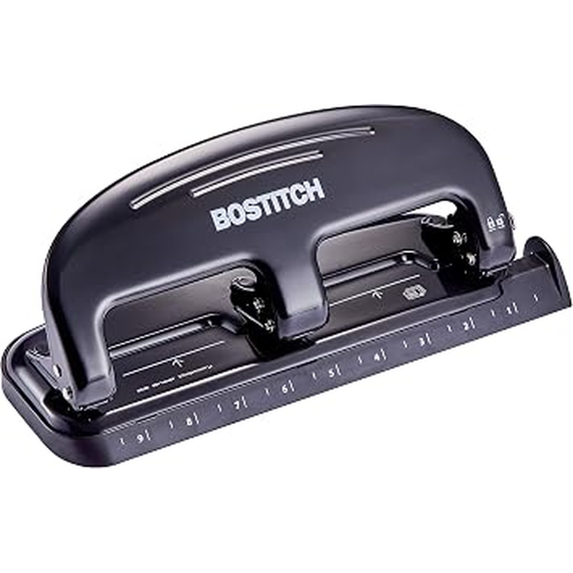 Bostitch Office EZ Squeeze 20 Sheet Standard 3 Hole Punch, Metal Construction, Silver/Black (HP20)