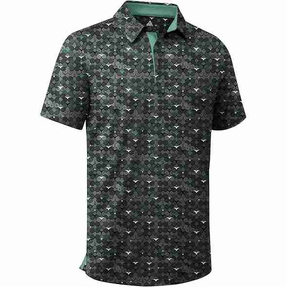 ZITY Men's Golf Shirts Short Sleeve Moisture Wicking Performance Print Patterns Casual Collared Golf Polo Shirt for Men