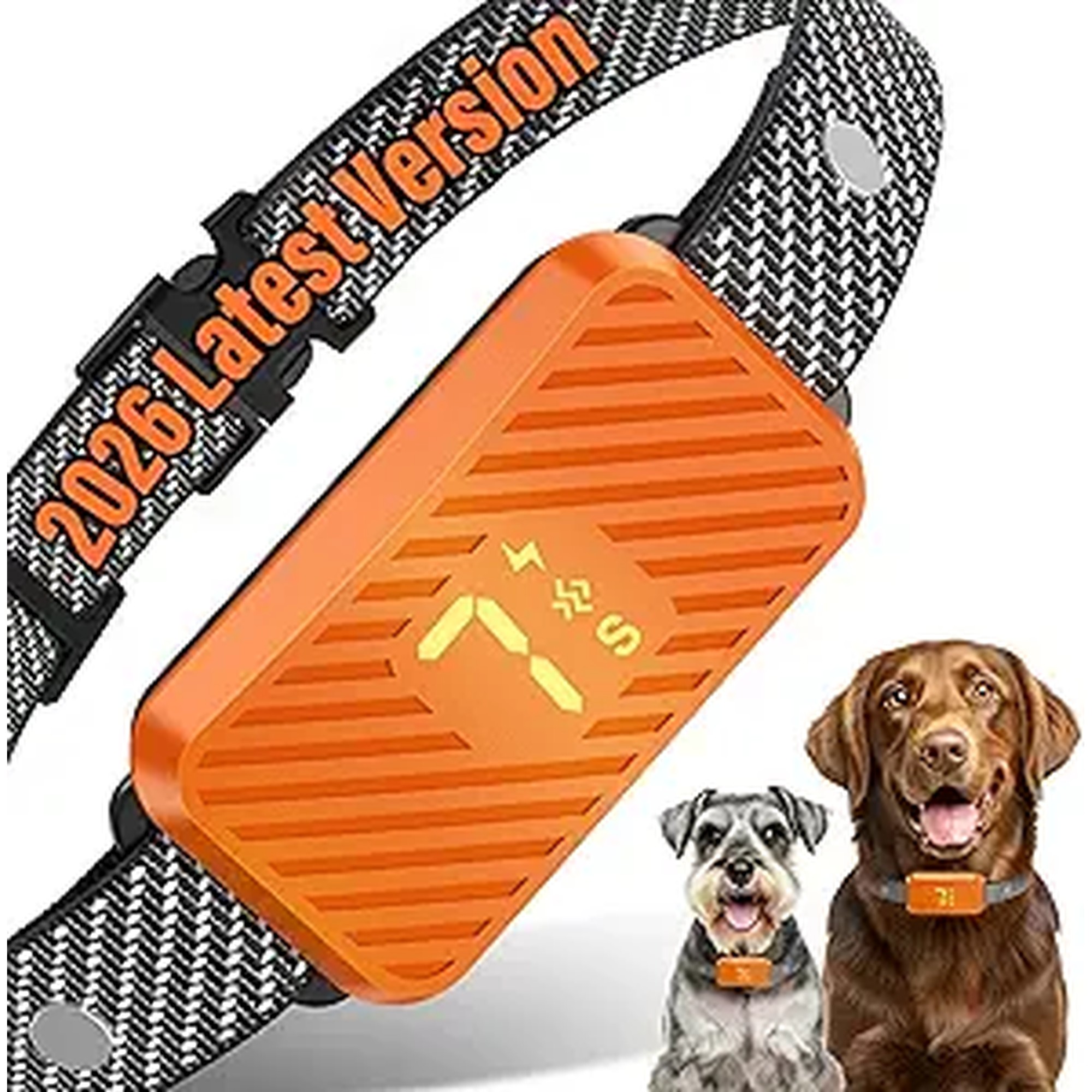 Dog Bark Collar for Large Medium Small Dogs, Effective No-Bark Collar, Smart Barking Collar, Rechargeable Bark Collar with 7-Level Sensitivity, 3 B & V Modes, Waterproof, Neon Orange