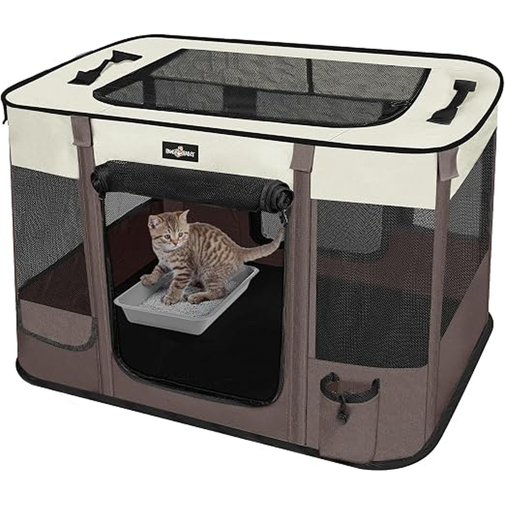 Paw Ballet Foldable Pet Kitten Playpen, Upgrade Waterproof Portable Cat Dog Playpen Kennel Tent for Small Dog Cat, Retractable Shade Cover, Indoor Outdoor Use for Small Pet.