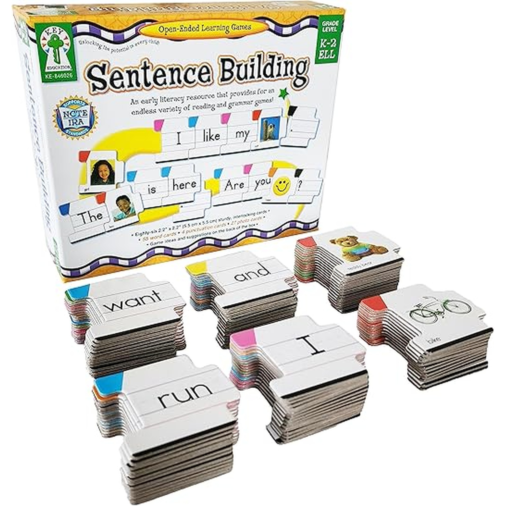 Key Education Sentence Building Game, Phonics Puzzles for Kids Ages 6-8, Learn to Read Parts of Speech, Sight Words, and More, Speech Therapy Materials for Kindergarten, 1st Grade, and Up