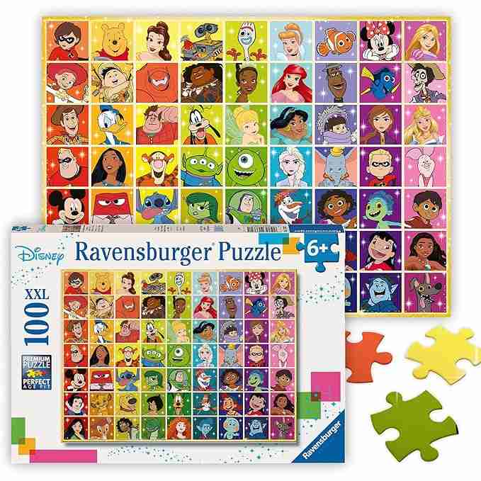 Ravensburger - Disney Color Palette - 100 Piece Jigsaw Puzzle - Exciting, Colorful Grid of Disney and Pixar Favorites - Mickey & More - Premium Quality - Ideal Gift - Screen-Free Fun - Children Age 6+