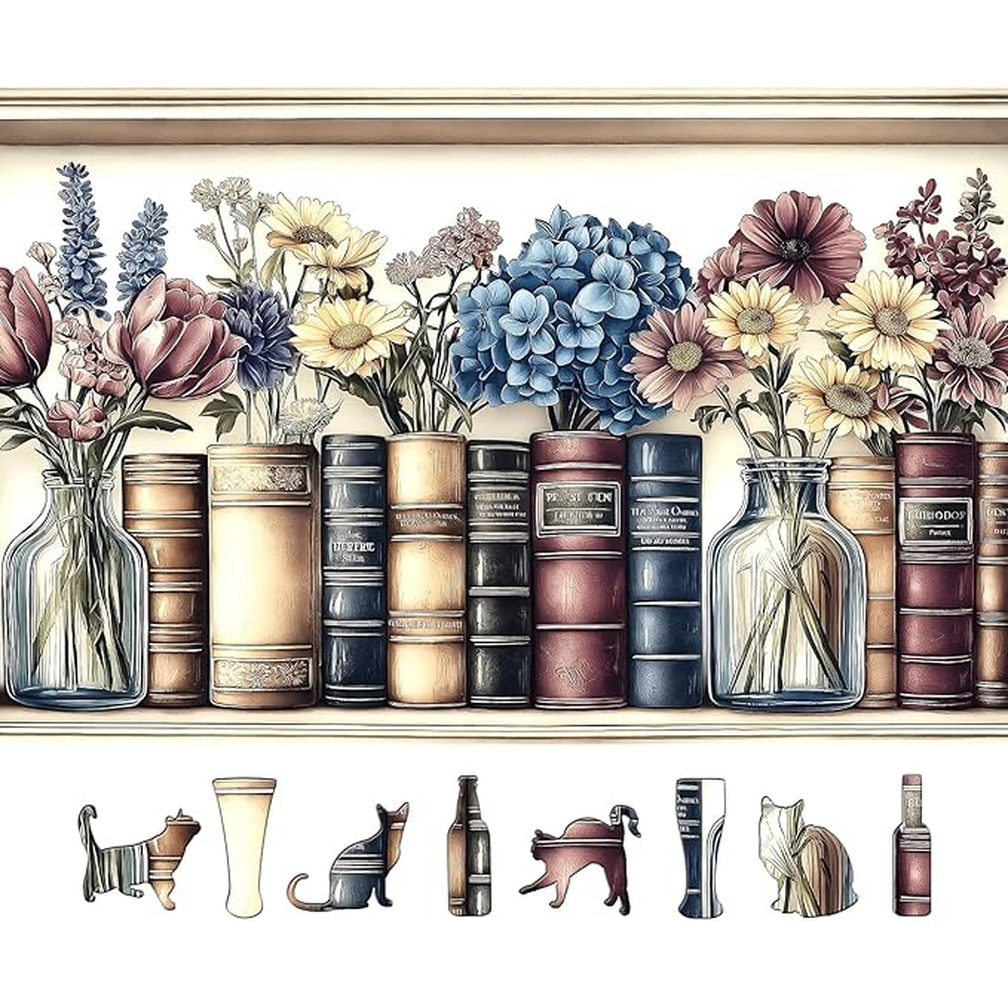 500 Piece Puzzles for Adults, Wildflower Vintage Book Collection and Flowers Jigsaw Puzzle for Adults, Family, Decoration, Party Game, Finished Size 23" x 15"