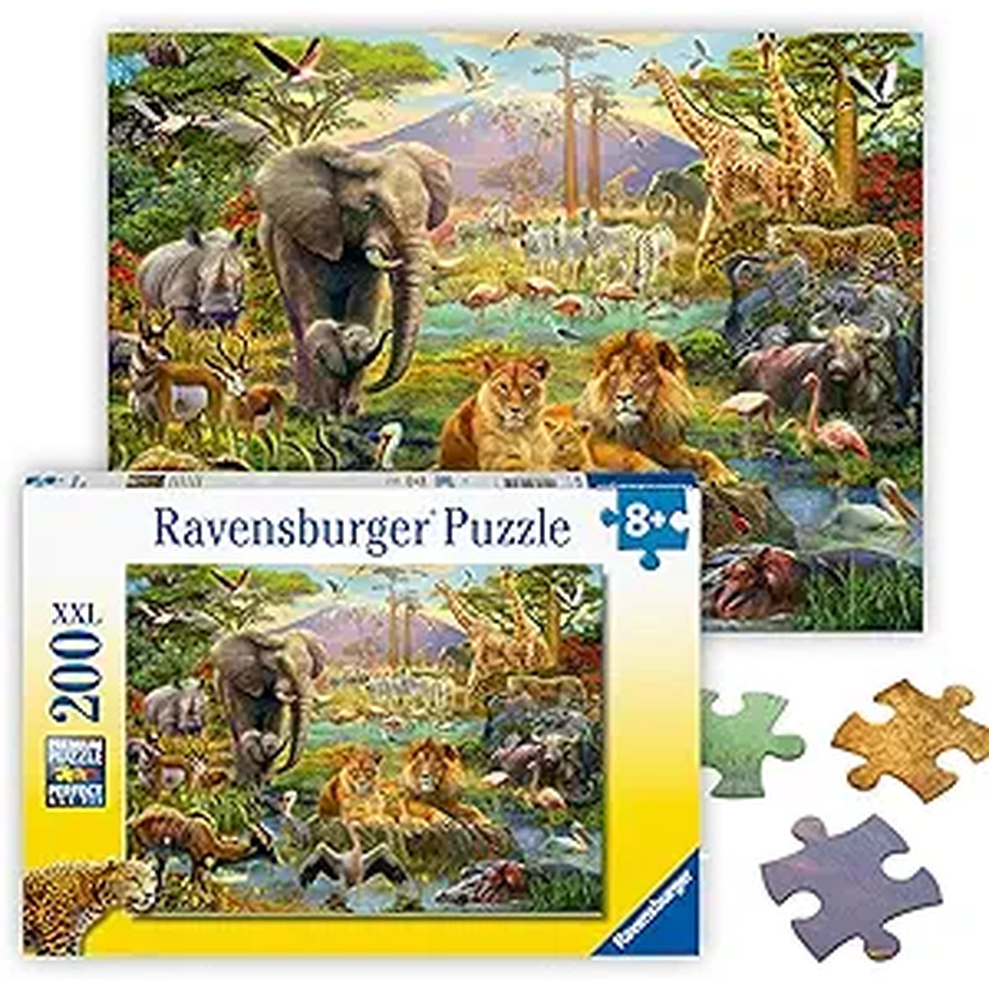 Ravensburger - Animals of The Savannah - 200 Piece Jigsaw Puzzle - Exciting, Colorful Imagery of Lions, Elephants, Tigers & More - Premium Quality - Ideal Gift - Screen-Free Fun - Children Ages 8+