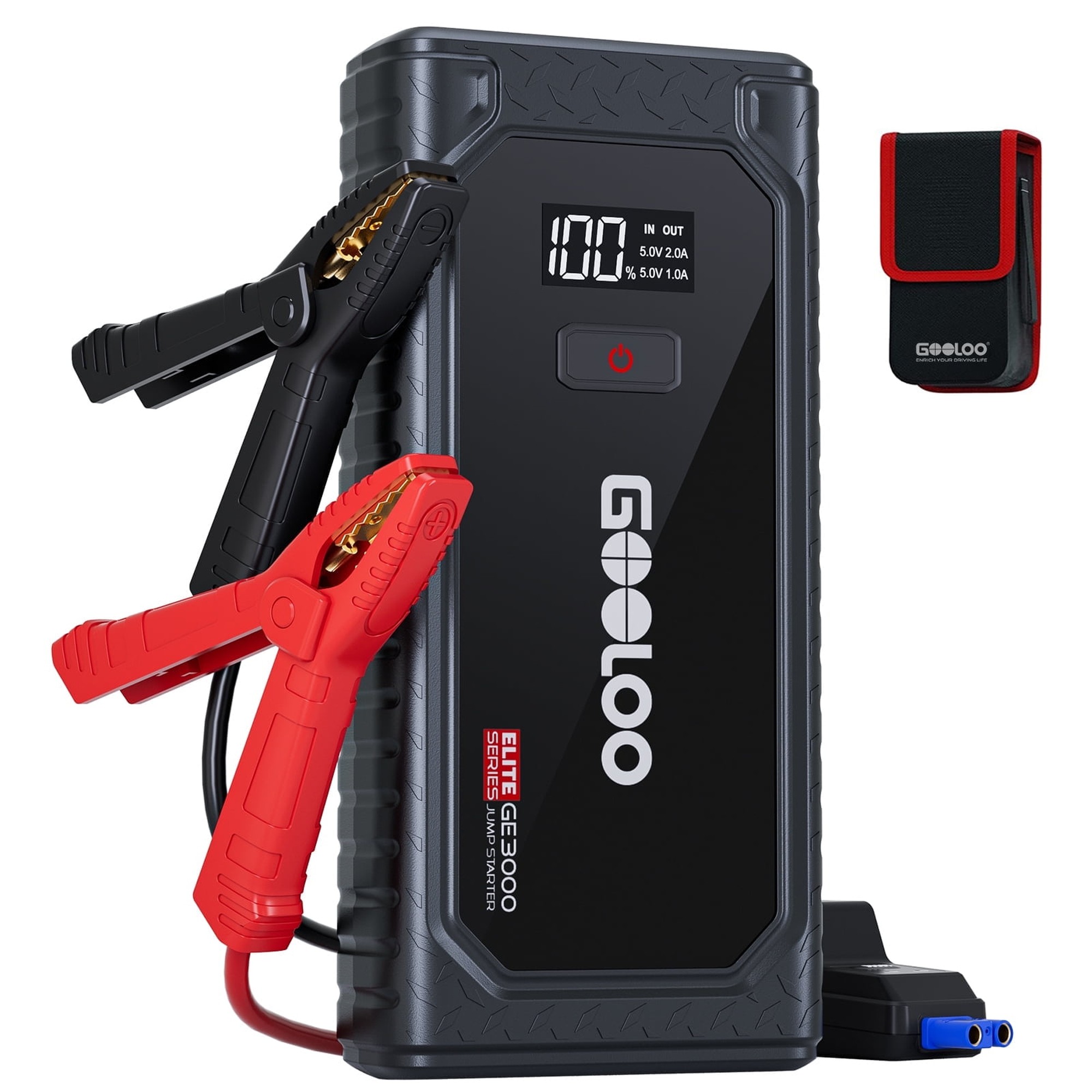 GOOLOO GE3000 Car Jump Starter 3000A Portable Jump Box (up to 8.5L Gas/ 6L Diesel), 12V SuperSafe Lithium Battery Booster Jump Starter with Smart Charging Port and LED Light