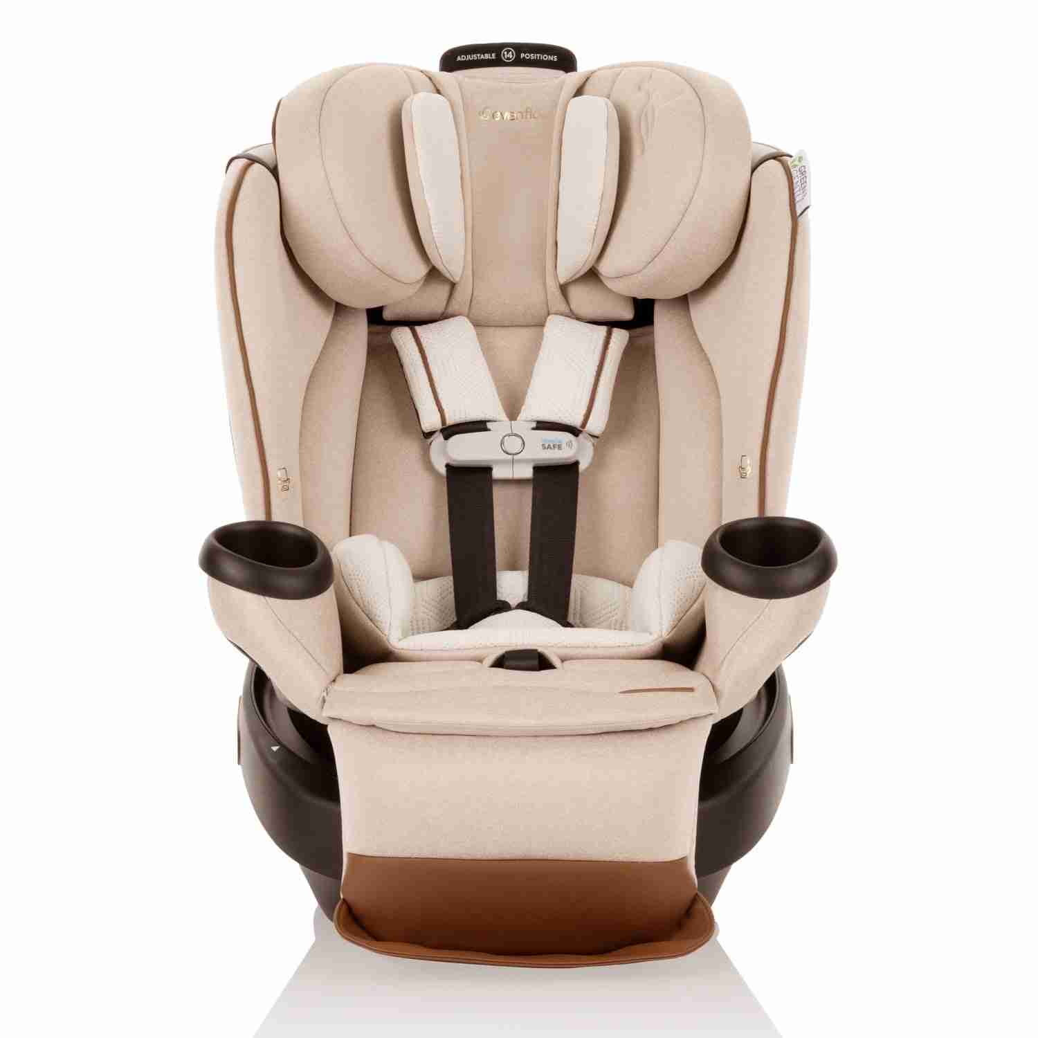 Evenflo Gold Revolve360 Extend All-in-One Rotational Car Seat with Green & Gentle Fabric (Champagne)