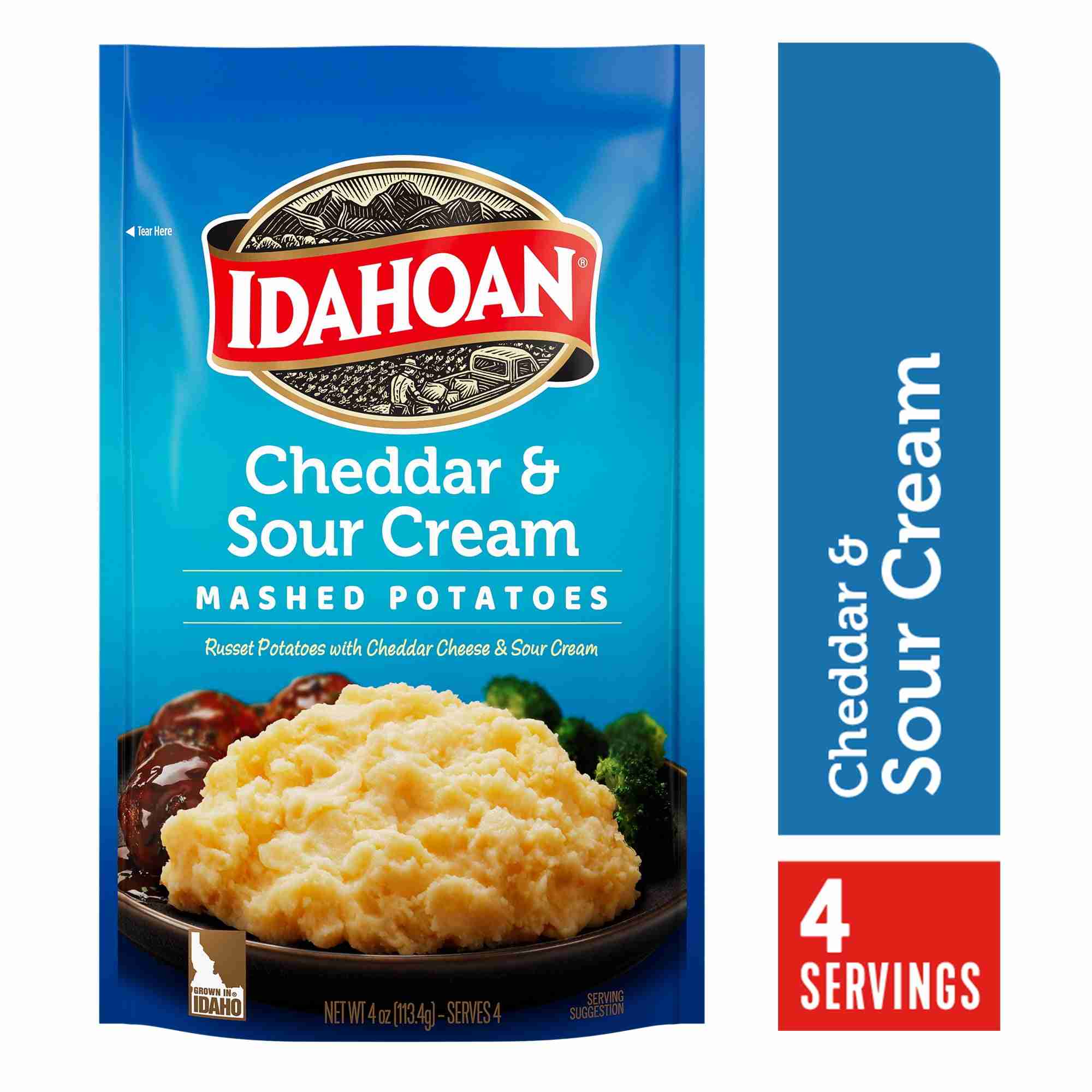 Idahoan Cheddar & Sour Cream Mashed Potatoes Side Dish, 4 oz
