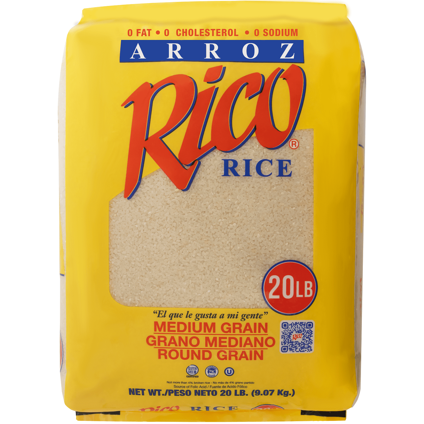 Rico Medium Grain White Rice, 20 Pounds, Gluten Free, No Allergens