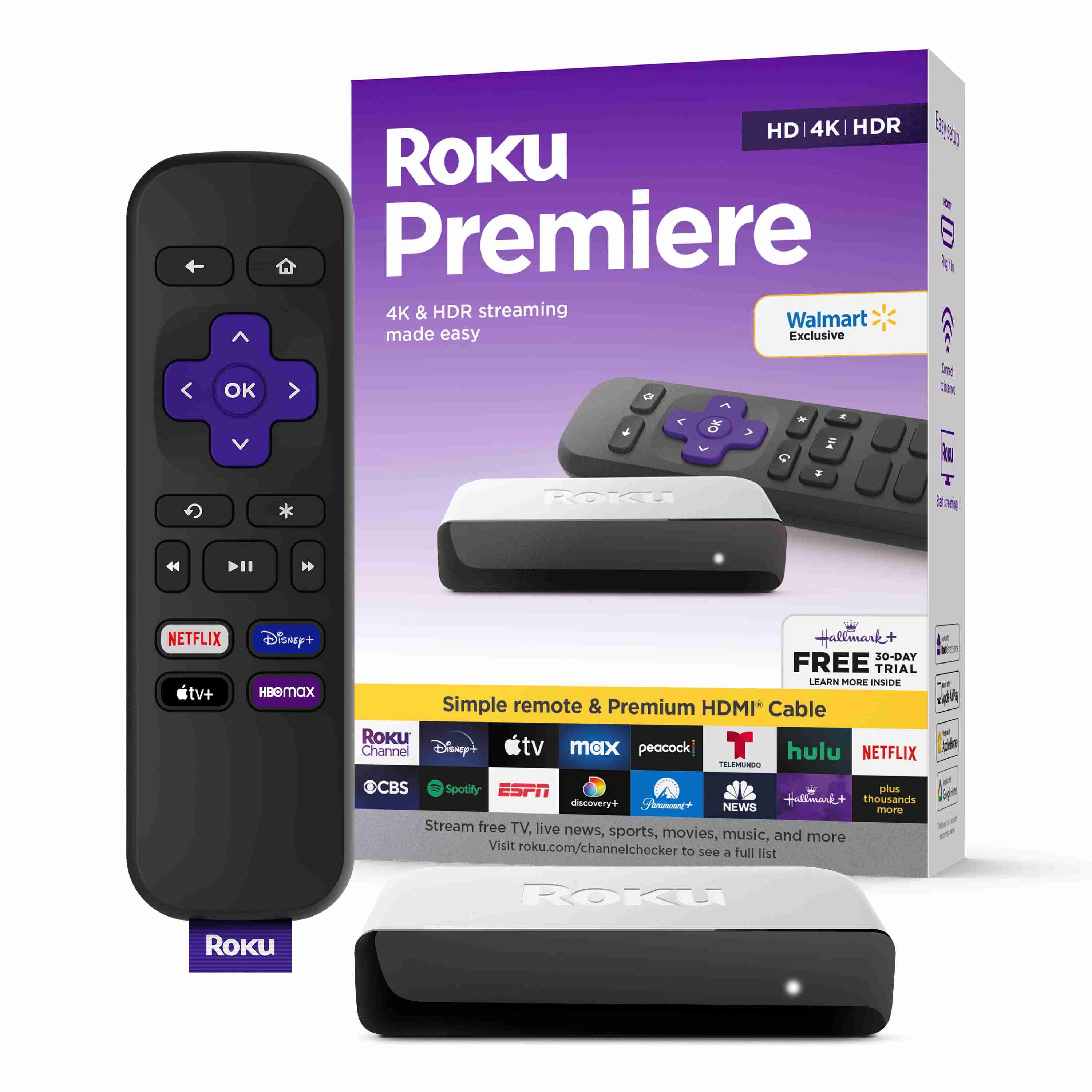 Roku Premiere | 4K/HDR Streaming Media Player Wi-FiÂ® Enabled with Premium High Speed HDMIÂ® Cable and Standard Remote