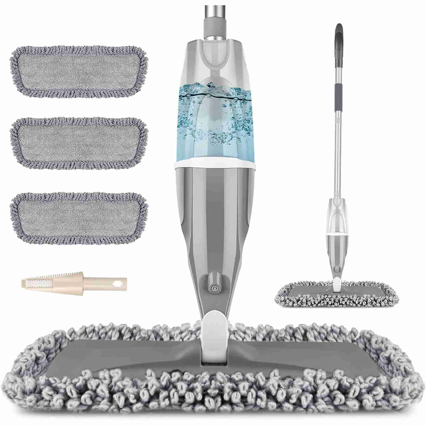 SUPTREE Floor Spray Mop with Washable Mop Pads Refillable Spray Bottle Mop for Hardwood Wood Kitchen Laminate Floor Cleaning